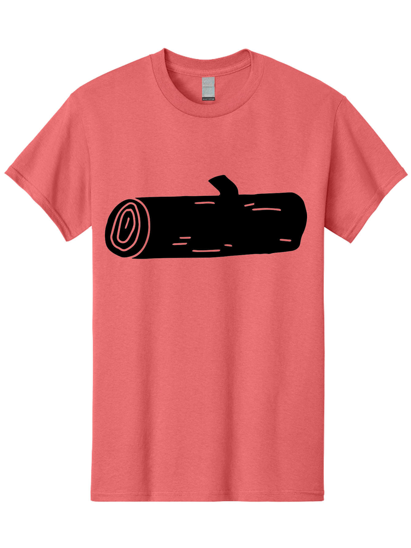 Log Men'S Graphic Tee, 100% Cotton, Comfortable Casual Summer Wear, Machine Washable, Log With Branch, Wooden Texture, Forest Log, Tree Trunk, Rustic Wood, Natural Material, Simple Illustration - Aaa603