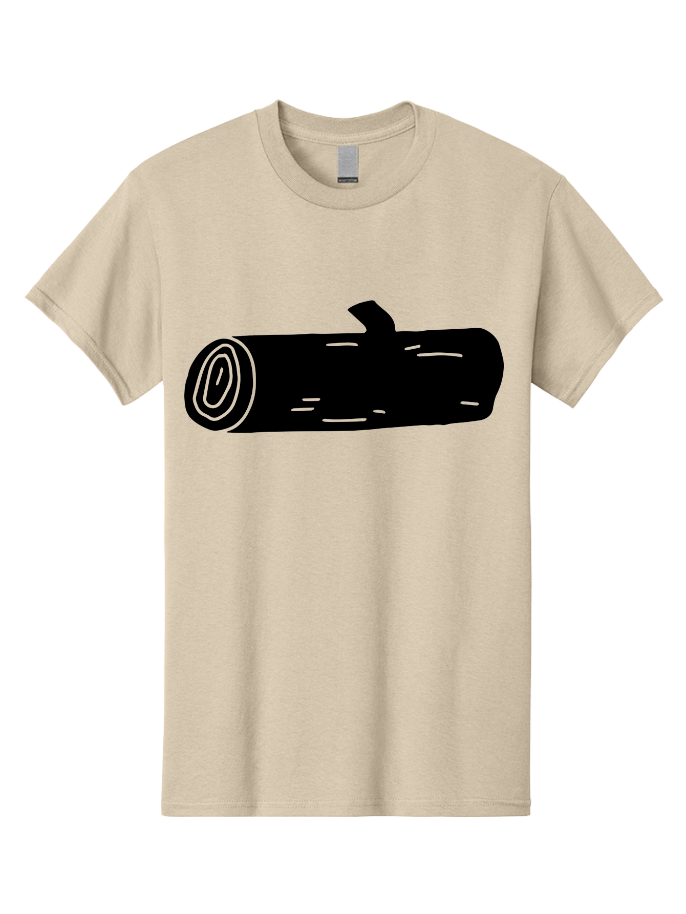 Log Men'S Graphic Tee, 100% Cotton, Comfortable Casual Summer Wear, Machine Washable, Log With Branch, Wooden Texture, Forest Log, Tree Trunk, Rustic Wood, Natural Material, Simple Illustration - Aaa603