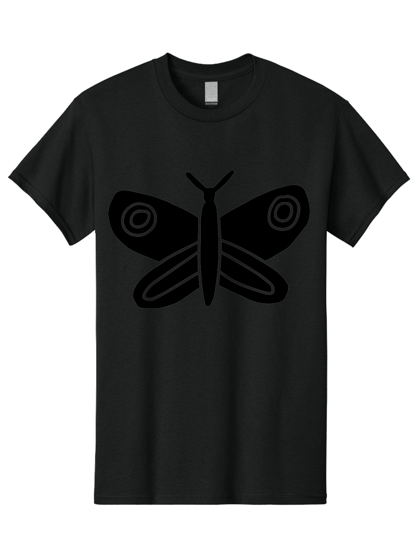 Luna-Moth Men'S Graphic Tee, 100% Cotton, Comfortable Casual Summer Wear, Machine Washable, Simple Moth Design, Minimalist Art, Black Silhouette, Green Outline, Stylized Insect, Modern Graphic, Wing Pattern, Nature Inspiration - Aaa604
