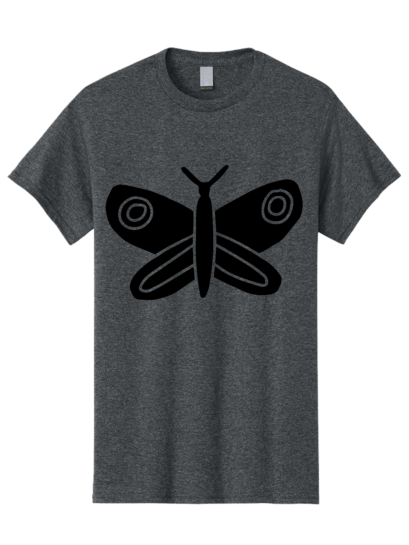 Luna-Moth Men'S Graphic Tee, 100% Cotton, Comfortable Casual Summer Wear, Machine Washable, Simple Moth Design, Minimalist Art, Black Silhouette, Green Outline, Stylized Insect, Modern Graphic, Wing Pattern, Nature Inspiration - Aaa604