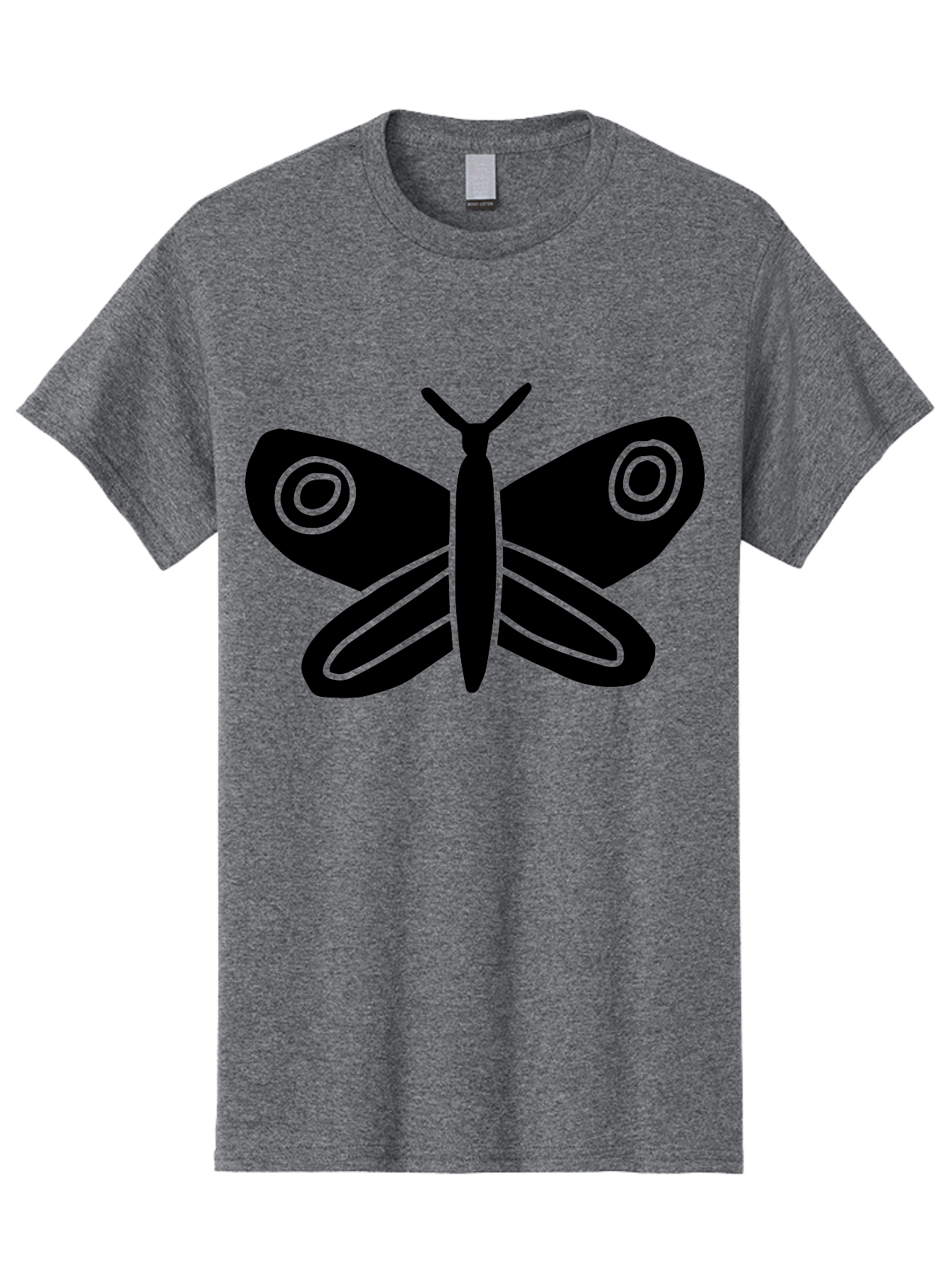 Luna-Moth Men'S Graphic Tee, 100% Cotton, Comfortable Casual Summer Wear, Machine Washable, Simple Moth Design, Minimalist Art, Black Silhouette, Green Outline, Stylized Insect, Modern Graphic, Wing Pattern, Nature Inspiration - Aaa604