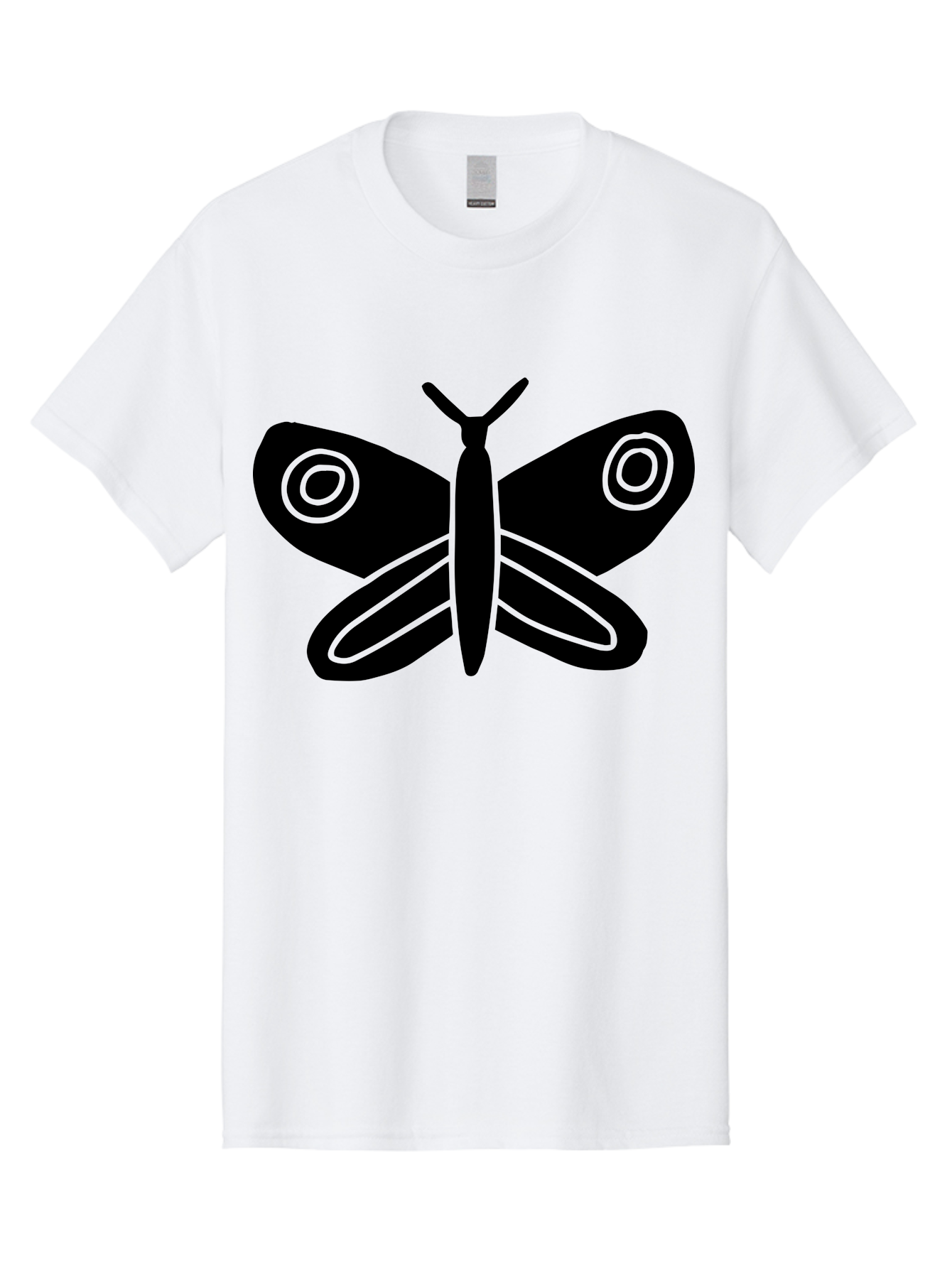 Luna-Moth Men'S Graphic Tee, 100% Cotton, Comfortable Casual Summer Wear, Machine Washable, Simple Moth Design, Minimalist Art, Black Silhouette, Green Outline, Stylized Insect, Modern Graphic, Wing Pattern, Nature Inspiration - Aaa604