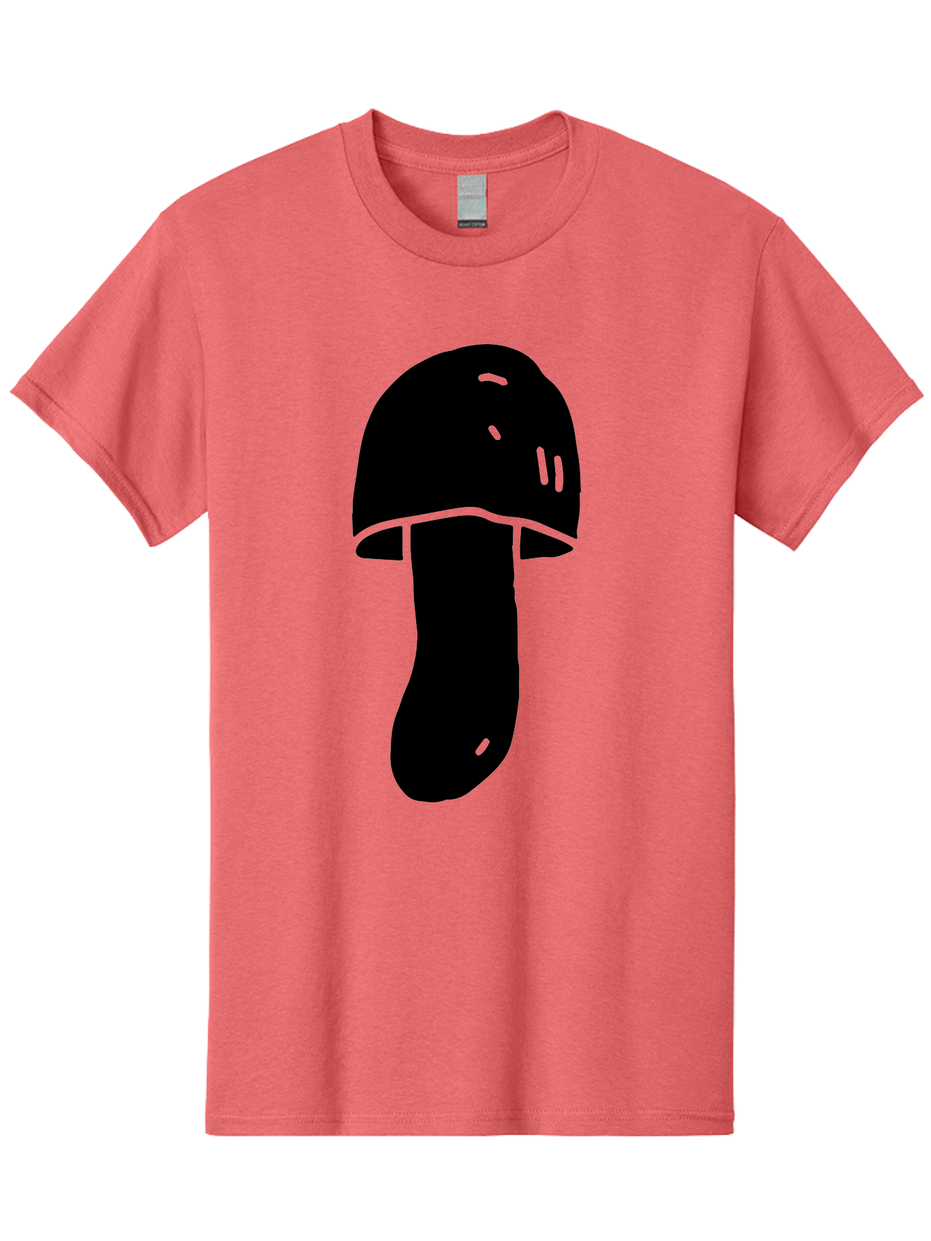 Mushroom-Graphic Men'S Graphic Tee, 100% Cotton, Comfortable Casual Summer Wear, Machine Washable, Mushroom Silhouette, Simple Design, Minimalist Art, Fungal Icon, Black And Green, Nature Symbol - Aaa606