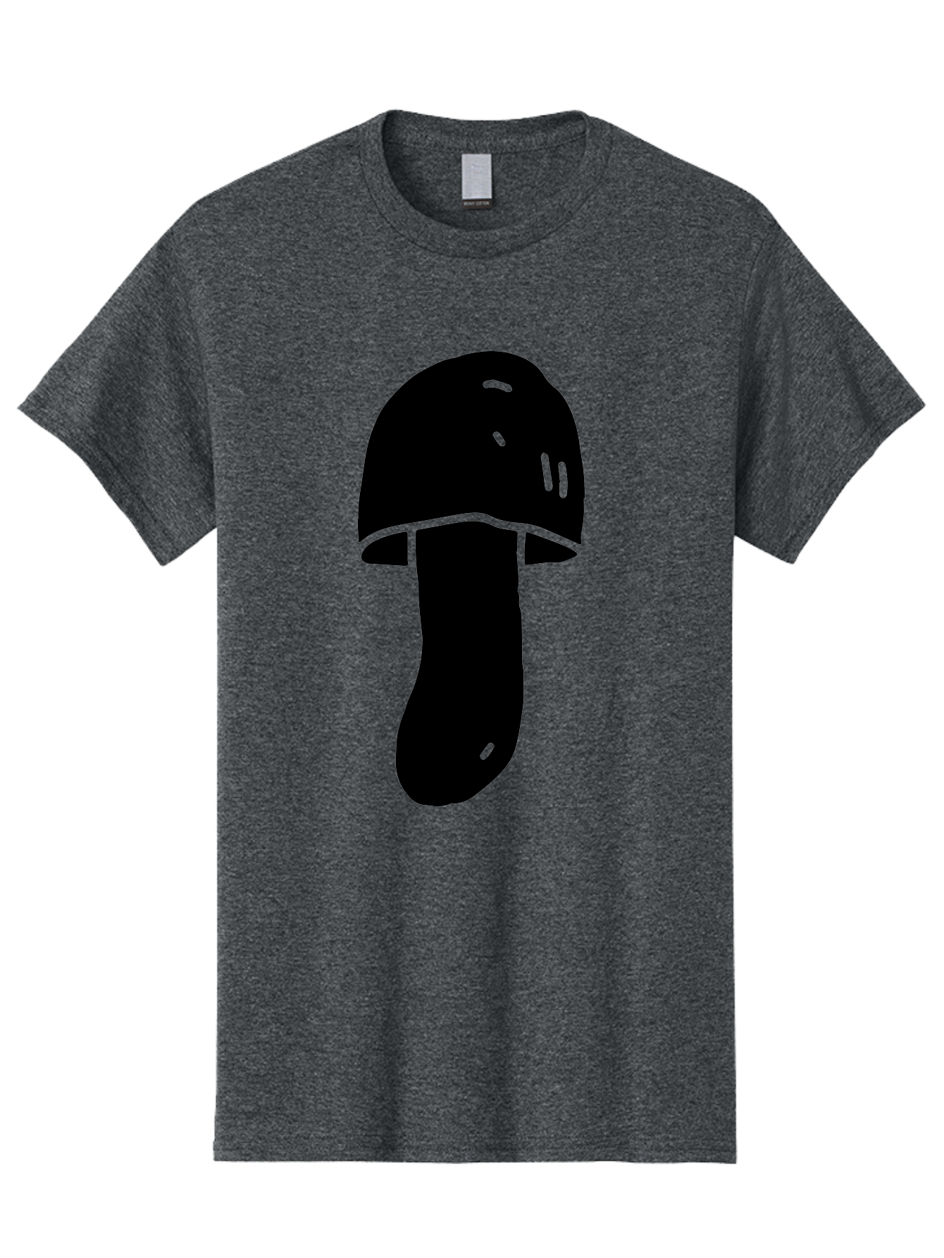 Mushroom-Graphic Men'S Graphic Tee, 100% Cotton, Comfortable Casual Summer Wear, Machine Washable, Mushroom Silhouette, Simple Design, Minimalist Art, Fungal Icon, Black And Green, Nature Symbol - Aaa606