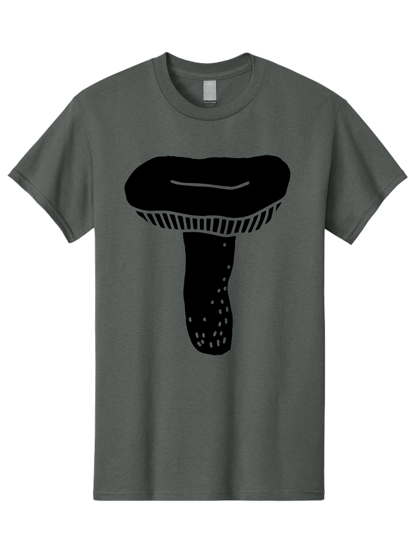 Mushroom Men'S Graphic Tee, 100% Cotton, Comfortable Casual Summer Wear, Machine Washable, Black Mushroom, Simple Design, Minimalist Art, Fungal Illustration, Stylized Fungus, Green Accents, Abstract Shape, Modern Graphics, - Aaa608