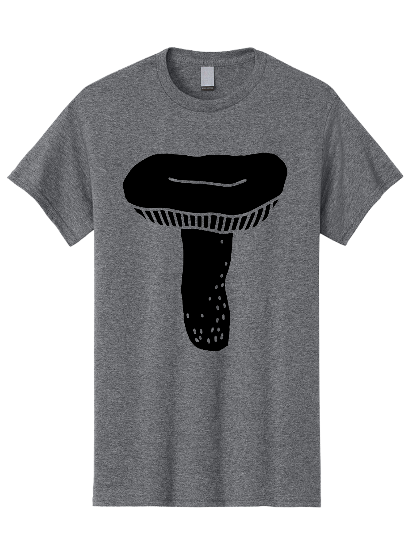 Mushroom Men'S Graphic Tee, 100% Cotton, Comfortable Casual Summer Wear, Machine Washable, Black Mushroom, Simple Design, Minimalist Art, Fungal Illustration, Stylized Fungus, Green Accents, Abstract Shape, Modern Graphics, - Aaa608