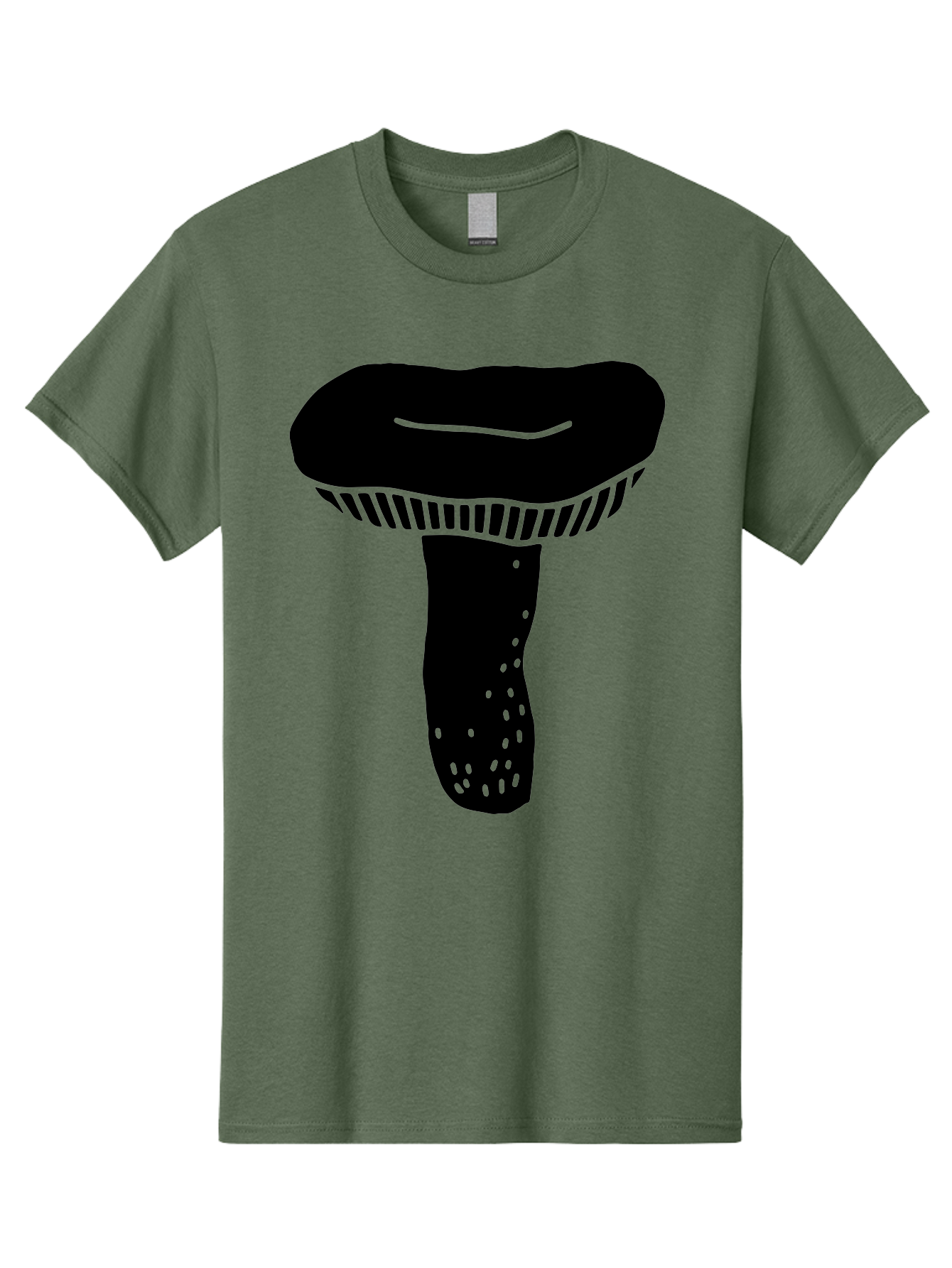 Mushroom Men'S Graphic Tee, 100% Cotton, Comfortable Casual Summer Wear, Machine Washable, Black Mushroom, Simple Design, Minimalist Art, Fungal Illustration, Stylized Fungus, Green Accents, Abstract Shape, Modern Graphics, - Aaa608