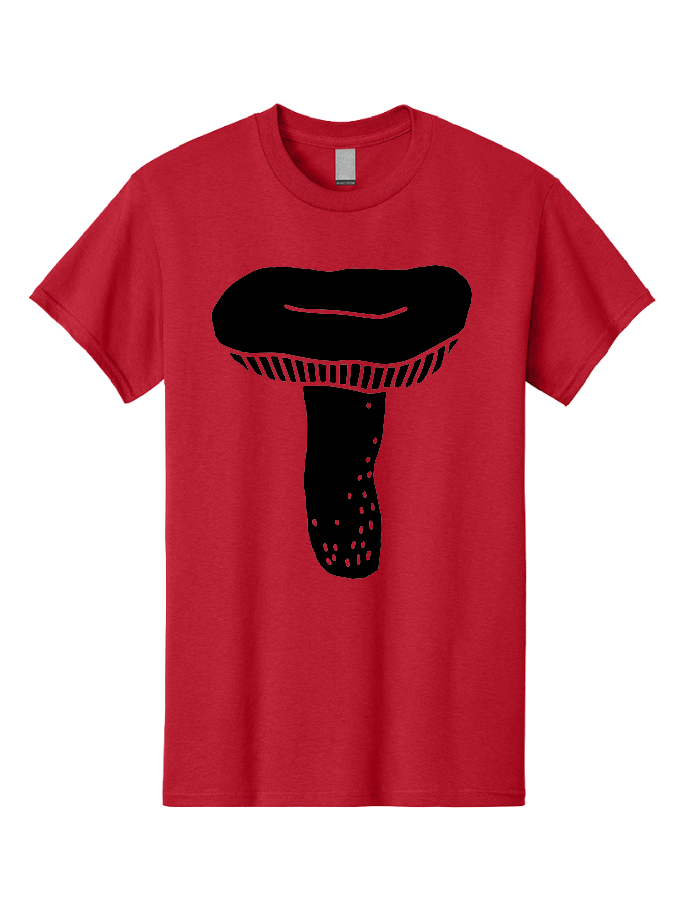 Mushroom Men'S Graphic Tee, 100% Cotton, Comfortable Casual Summer Wear, Machine Washable, Black Mushroom, Simple Design, Minimalist Art, Fungal Illustration, Stylized Fungus, Green Accents, Abstract Shape, Modern Graphics, - Aaa608