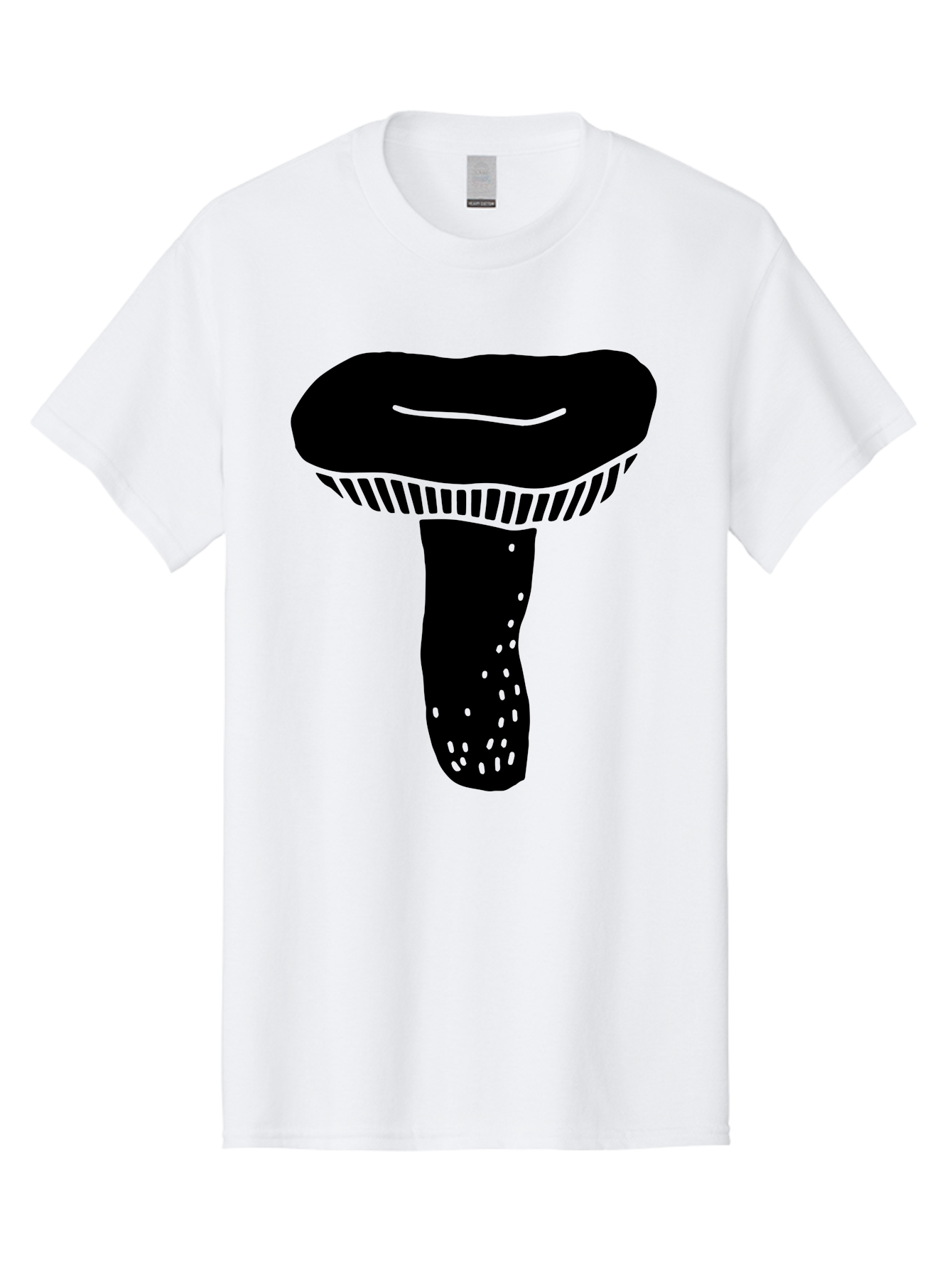 Mushroom Men'S Graphic Tee, 100% Cotton, Comfortable Casual Summer Wear, Machine Washable, Black Mushroom, Simple Design, Minimalist Art, Fungal Illustration, Stylized Fungus, Green Accents, Abstract Shape, Modern Graphics, - Aaa608