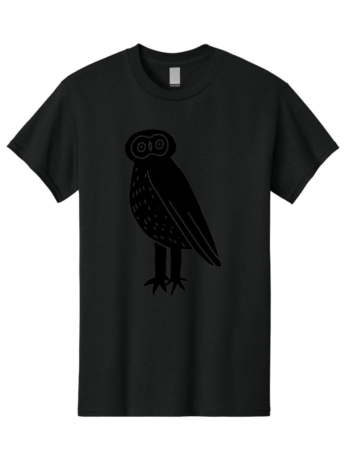 Owl Men'S Graphic Tee, 100% Cotton, Comfortable Casual Summer Wear, Machine Washable, Owl Silhouette, Minimalist Design, Simple Art, Black And Green, Wildlife Illustration, Nocturnal Bird, Abstract Owl - Aaa609