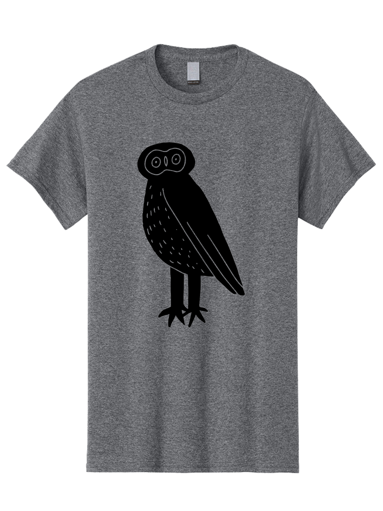 Owl Men'S Graphic Tee, 100% Cotton, Comfortable Casual Summer Wear, Machine Washable, Owl Silhouette, Minimalist Design, Simple Art, Black And Green, Wildlife Illustration, Nocturnal Bird, Abstract Owl - Aaa609