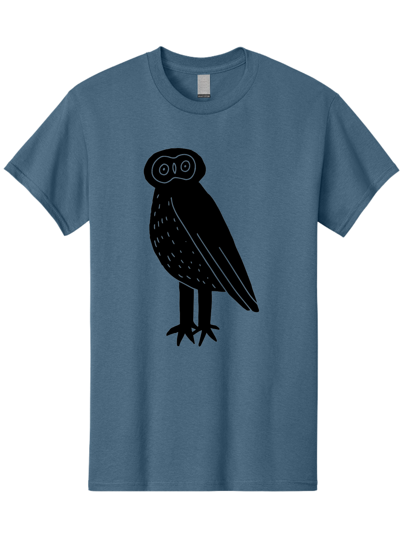 Owl Men'S Graphic Tee, 100% Cotton, Comfortable Casual Summer Wear, Machine Washable, Owl Silhouette, Minimalist Design, Simple Art, Black And Green, Wildlife Illustration, Nocturnal Bird, Abstract Owl - Aaa609