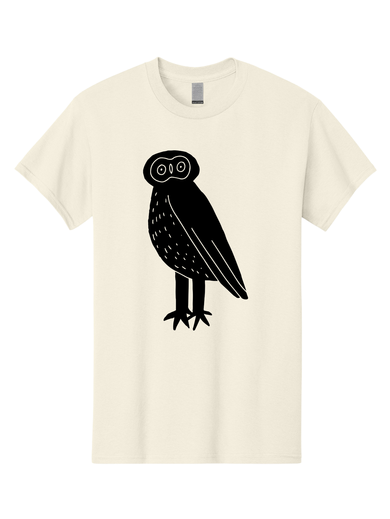Owl Men'S Graphic Tee, 100% Cotton, Comfortable Casual Summer Wear, Machine Washable, Owl Silhouette, Minimalist Design, Simple Art, Black And Green, Wildlife Illustration, Nocturnal Bird, Abstract Owl - Aaa609