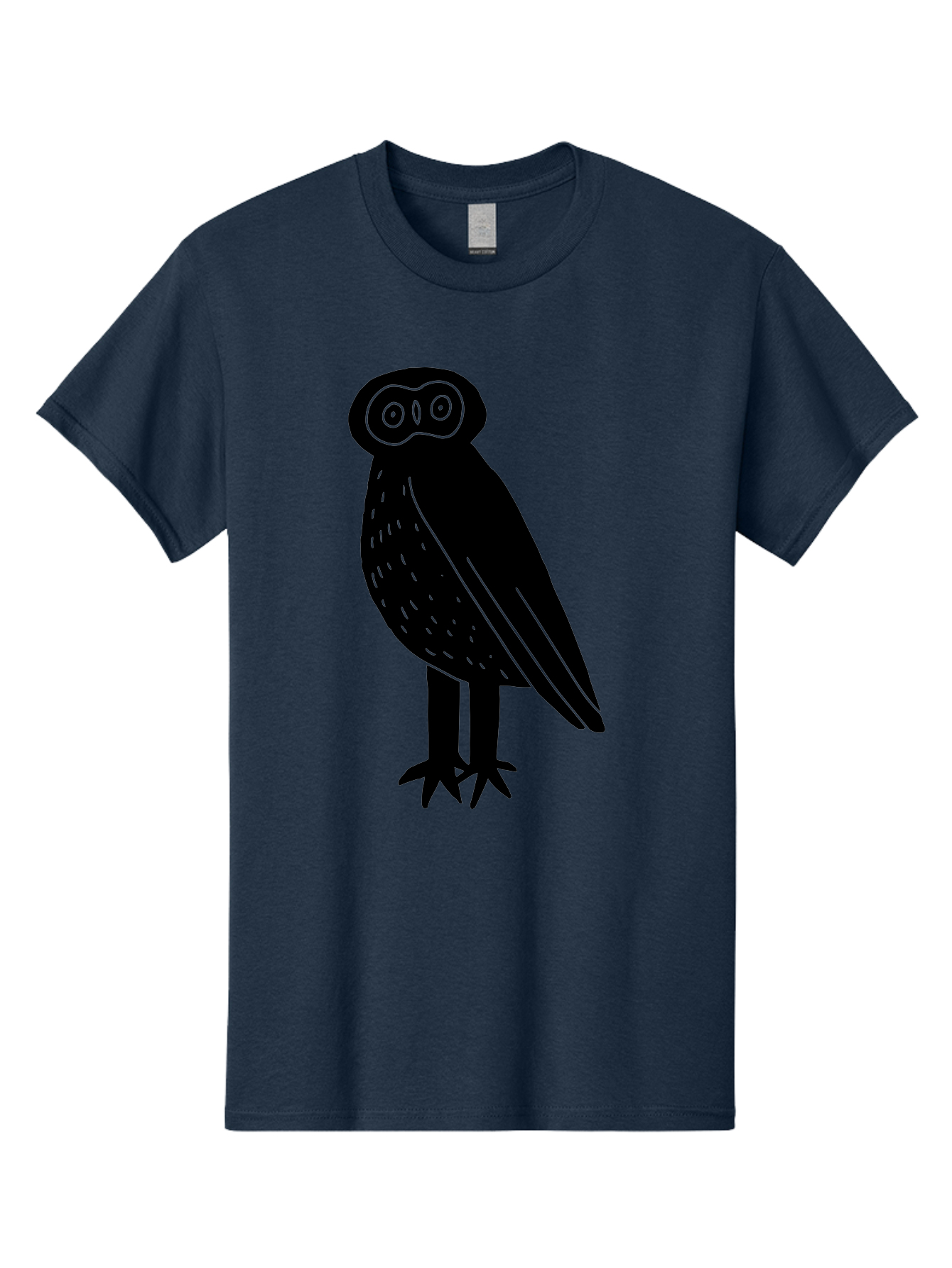 Owl Men'S Graphic Tee, 100% Cotton, Comfortable Casual Summer Wear, Machine Washable, Owl Silhouette, Minimalist Design, Simple Art, Black And Green, Wildlife Illustration, Nocturnal Bird, Abstract Owl - Aaa609