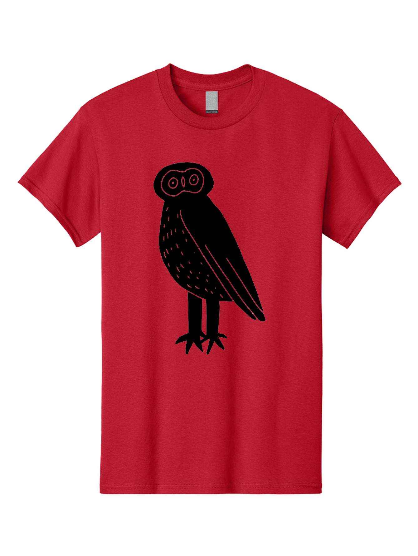 Owl Men'S Graphic Tee, 100% Cotton, Comfortable Casual Summer Wear, Machine Washable, Owl Silhouette, Minimalist Design, Simple Art, Black And Green, Wildlife Illustration, Nocturnal Bird, Abstract Owl - Aaa609