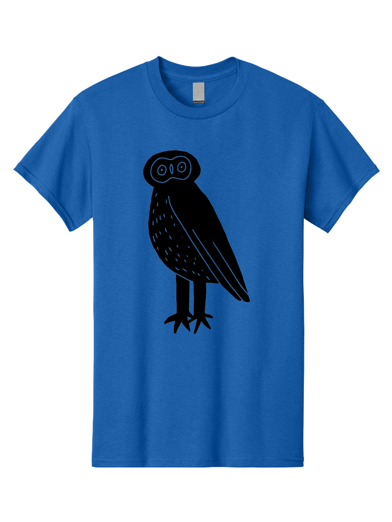 Owl Men'S Graphic Tee, 100% Cotton, Comfortable Casual Summer Wear, Machine Washable, Owl Silhouette, Minimalist Design, Simple Art, Black And Green, Wildlife Illustration, Nocturnal Bird, Abstract Owl - Aaa609