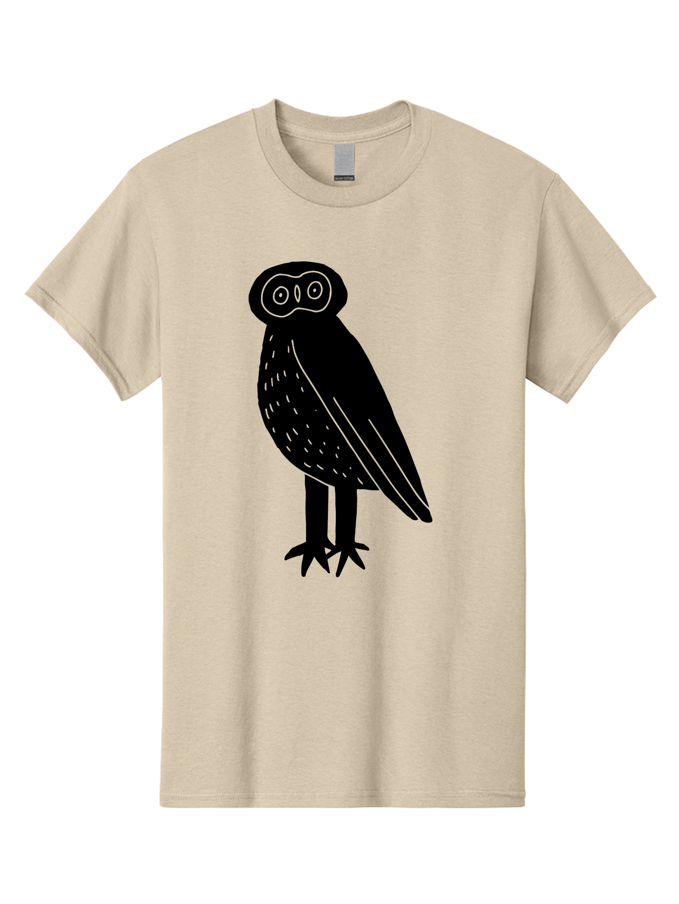 Owl Men'S Graphic Tee, 100% Cotton, Comfortable Casual Summer Wear, Machine Washable, Owl Silhouette, Minimalist Design, Simple Art, Black And Green, Wildlife Illustration, Nocturnal Bird, Abstract Owl - Aaa609