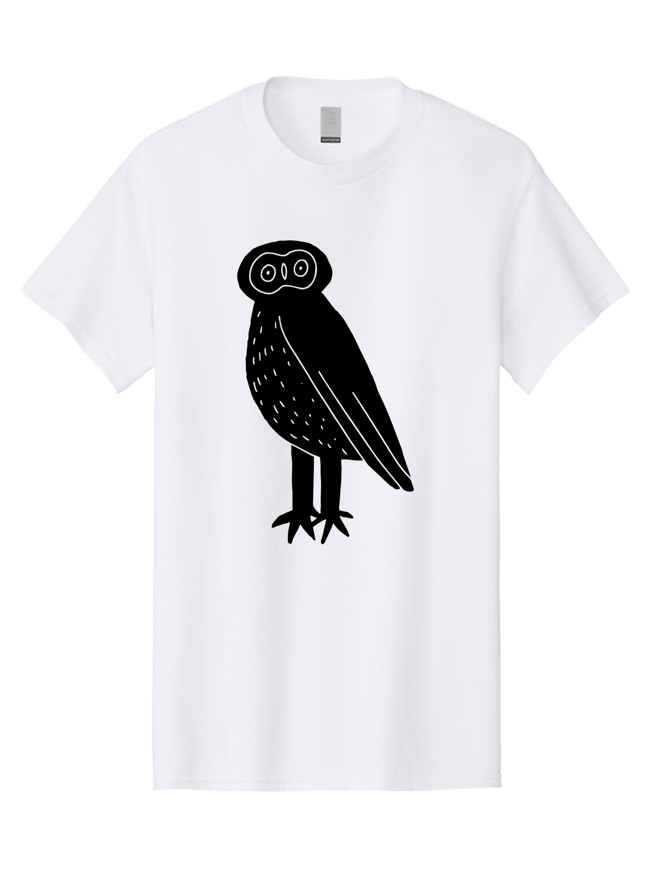 Owl Men'S Graphic Tee, 100% Cotton, Comfortable Casual Summer Wear, Machine Washable, Owl Silhouette, Minimalist Design, Simple Art, Black And Green, Wildlife Illustration, Nocturnal Bird, Abstract Owl - Aaa609