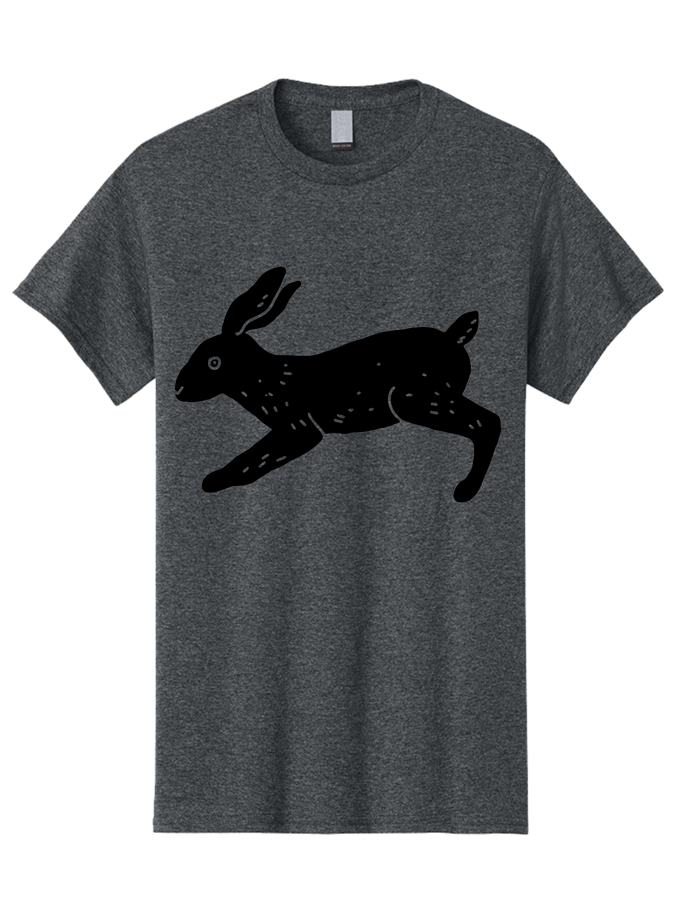 Rabbit-Silhouette Men'S Graphic Tee, 100% Cotton, Comfortable Casual Summer Wear, Machine Washable, Running Rabbit, Black Silhouette, Neon Green Accents, Dynamic Movement, Simple Design, Abstract Art, Minimalist Style, Rabbit Illustration - Aaa610