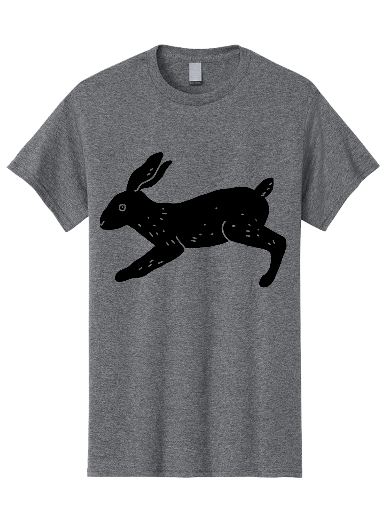 Rabbit-Silhouette Men'S Graphic Tee, 100% Cotton, Comfortable Casual Summer Wear, Machine Washable, Running Rabbit, Black Silhouette, Neon Green Accents, Dynamic Movement, Simple Design, Abstract Art, Minimalist Style, Rabbit Illustration - Aaa610