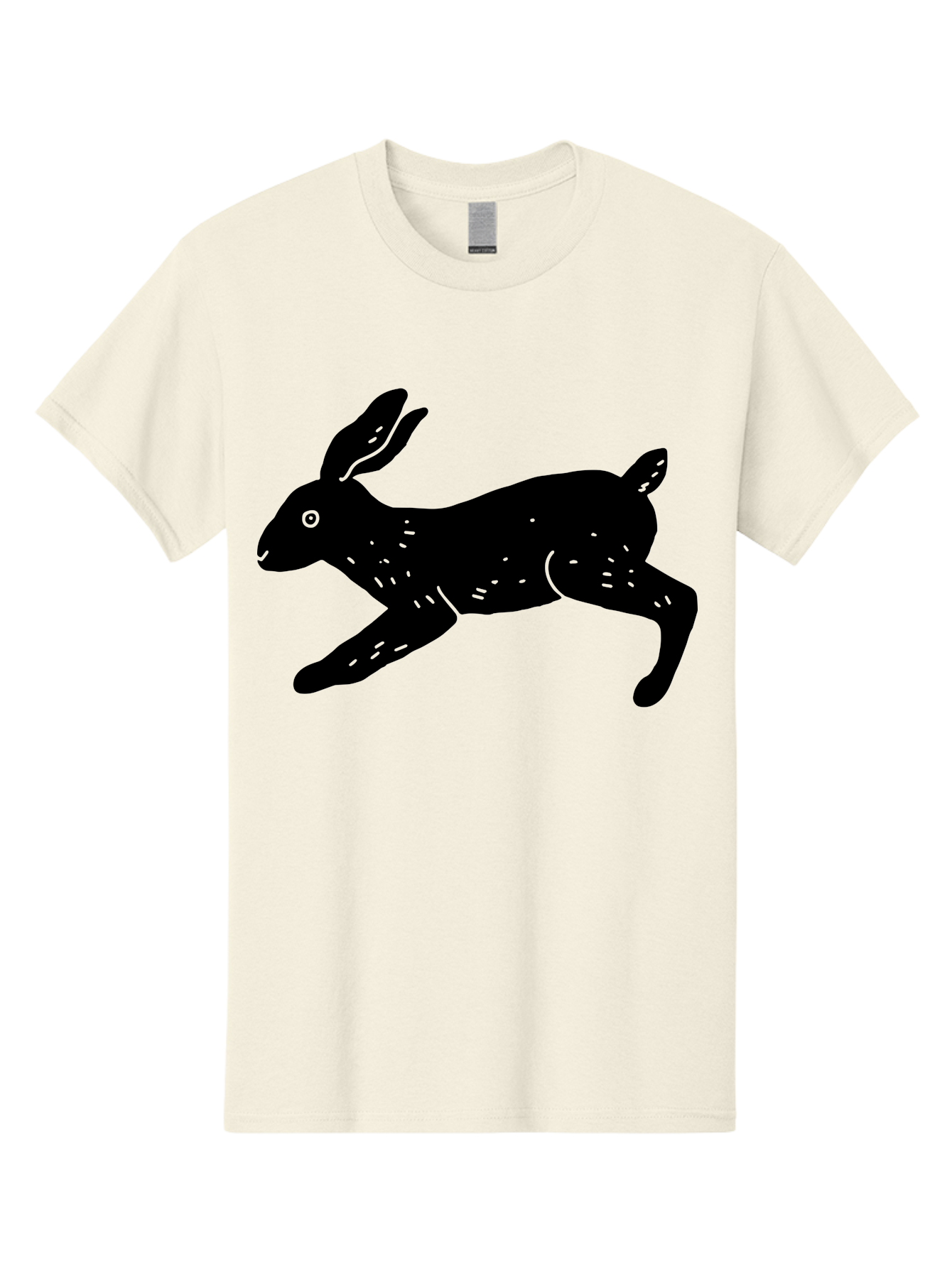 Rabbit-Silhouette Men'S Graphic Tee, 100% Cotton, Comfortable Casual Summer Wear, Machine Washable, Running Rabbit, Black Silhouette, Neon Green Accents, Dynamic Movement, Simple Design, Abstract Art, Minimalist Style, Rabbit Illustration - Aaa610