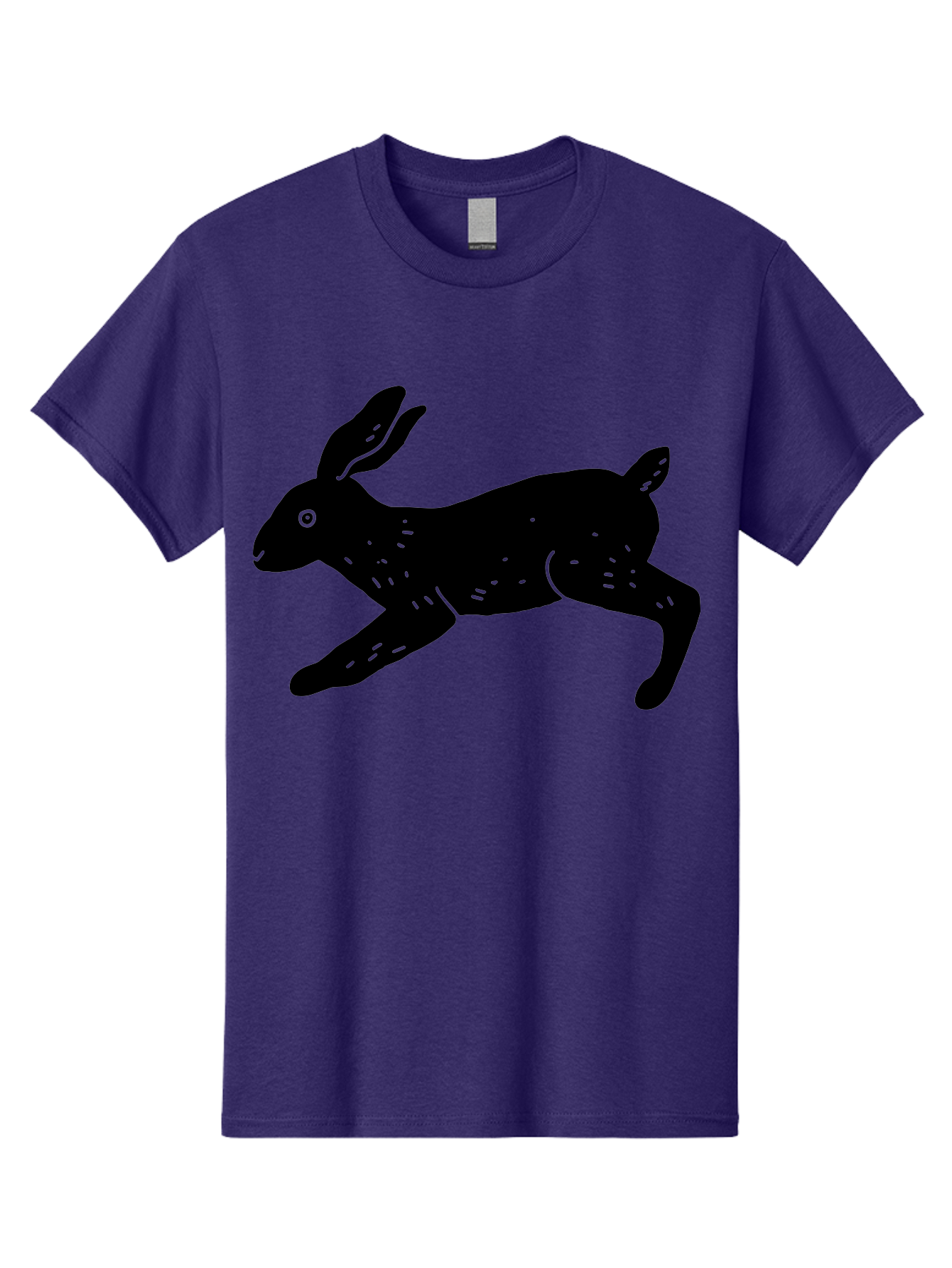 Rabbit-Silhouette Men'S Graphic Tee, 100% Cotton, Comfortable Casual Summer Wear, Machine Washable, Running Rabbit, Black Silhouette, Neon Green Accents, Dynamic Movement, Simple Design, Abstract Art, Minimalist Style, Rabbit Illustration - Aaa610