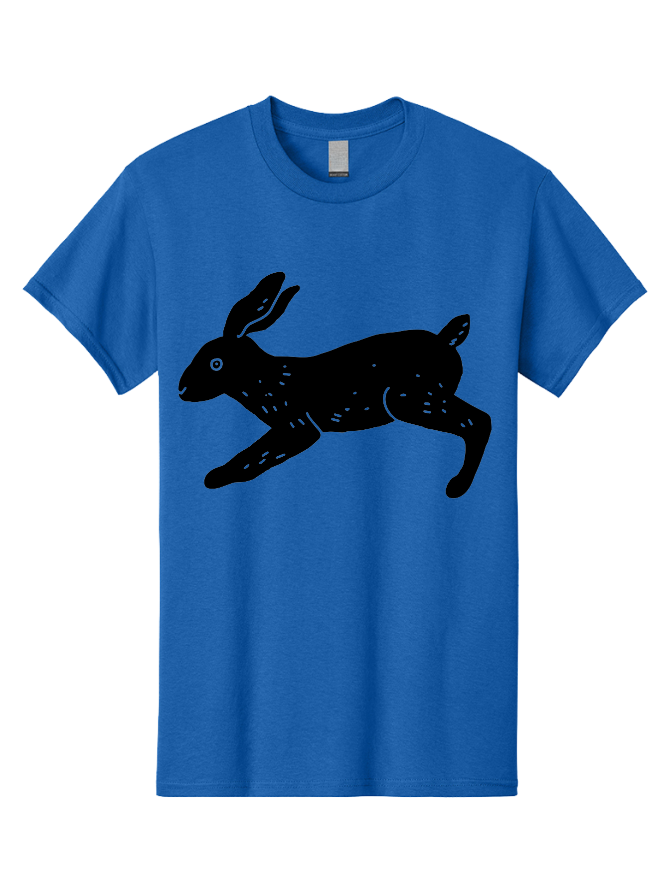 Rabbit-Silhouette Men'S Graphic Tee, 100% Cotton, Comfortable Casual Summer Wear, Machine Washable, Running Rabbit, Black Silhouette, Neon Green Accents, Dynamic Movement, Simple Design, Abstract Art, Minimalist Style, Rabbit Illustration - Aaa610