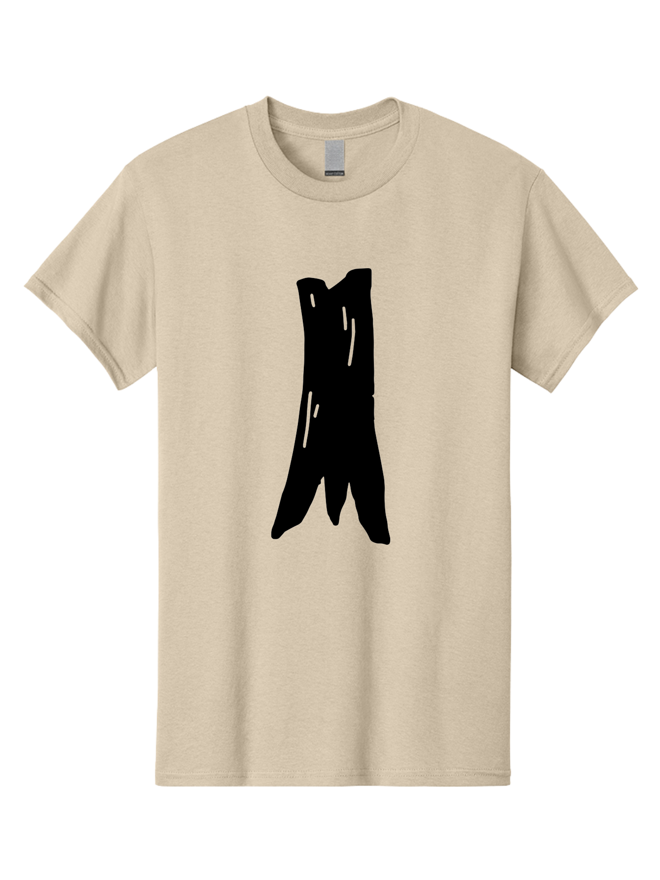 Tree-Stump Men'S Graphic Tee, 100% Cotton, Comfortable Casual Summer Wear, Machine Washable, Tree Trunk, Minimalist Art, Simple Shapes, Black Silhouette, Abstract Representation, Natural Forms, Digital Illustration, Modern Design - Aaa614