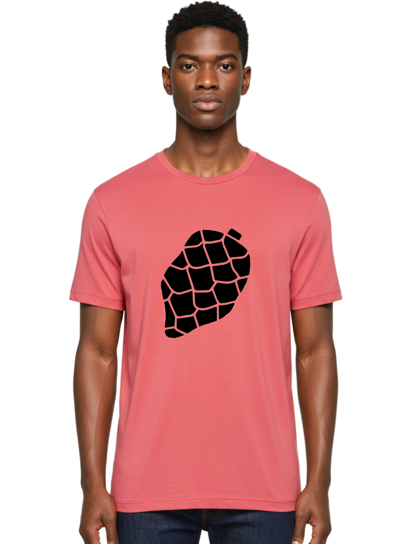 Turtle-Shell Men'S Graphic Tee, 100% Cotton, Comfortable Casual Summer Wear, Machine Washable, Turtle Shell, Black And Green, Reptile Scales, Natural Pattern, Wildlife, Animal Design, Abstract Shape - Aaa616