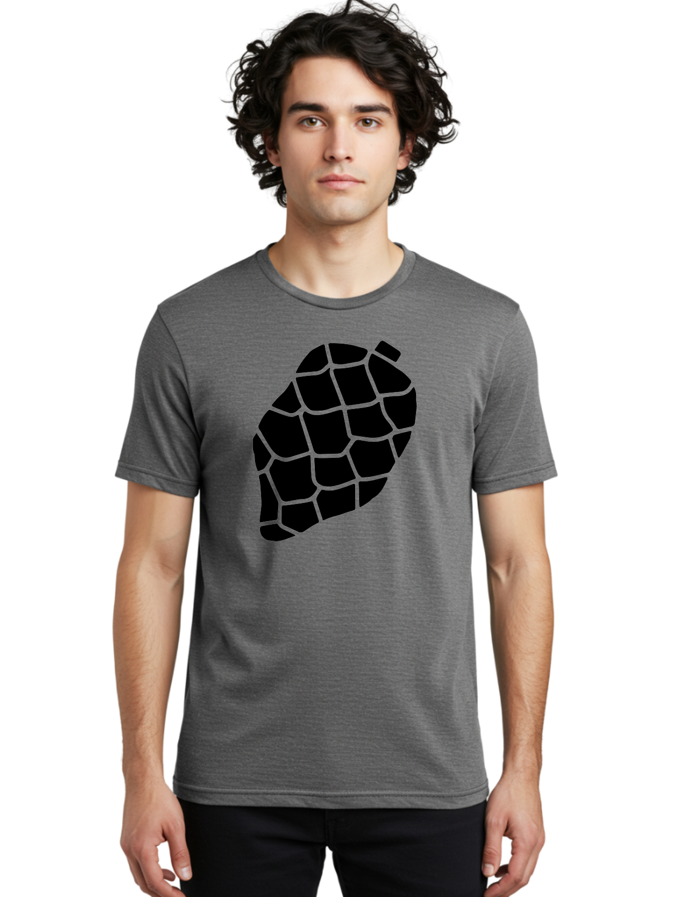 Turtle-Shell Men'S Graphic Tee, 100% Cotton, Comfortable Casual Summer Wear, Machine Washable, Turtle Shell, Black And Green, Reptile Scales, Natural Pattern, Wildlife, Animal Design, Abstract Shape - Aaa616