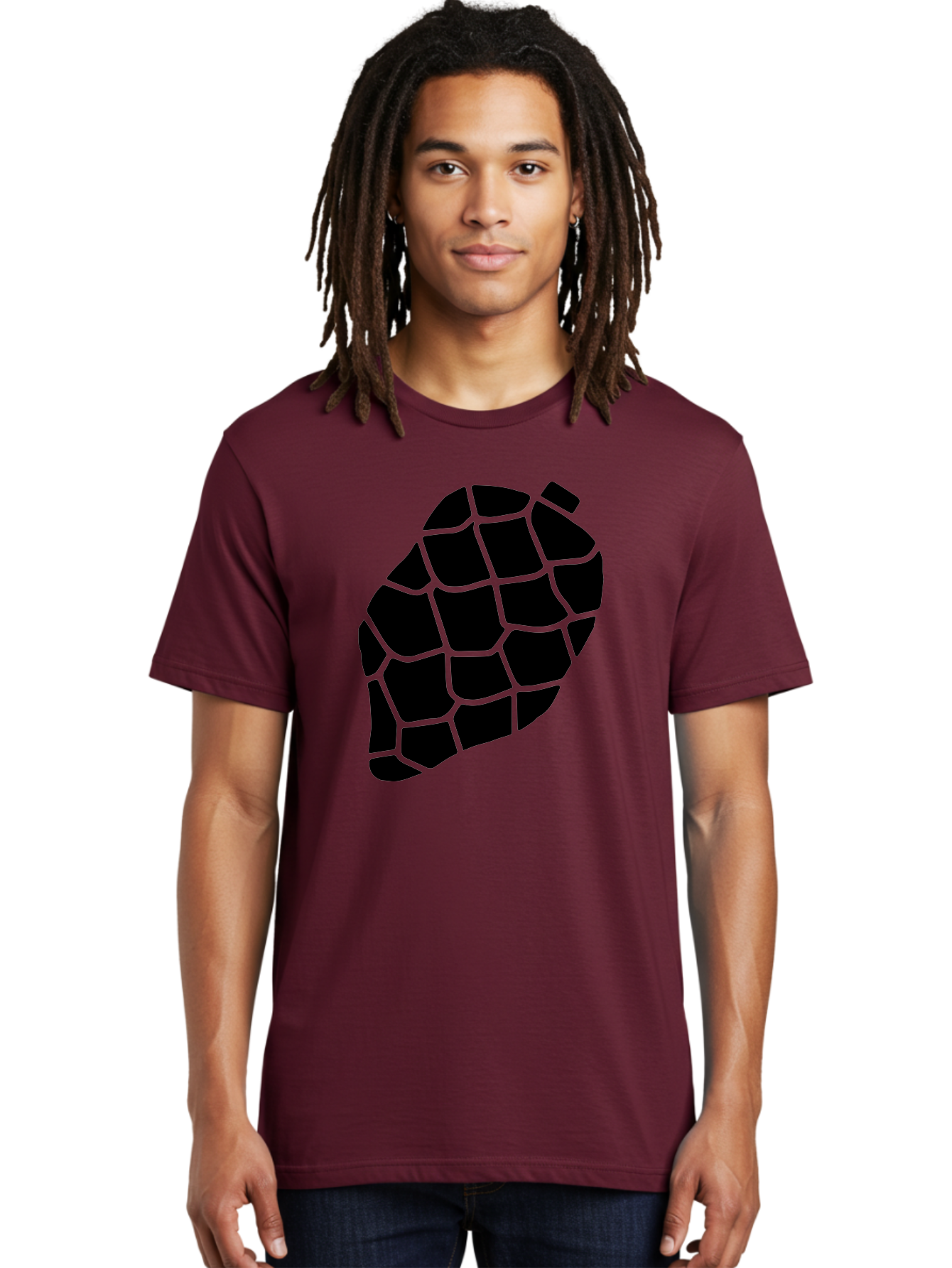Turtle-Shell Men'S Graphic Tee, 100% Cotton, Comfortable Casual Summer Wear, Machine Washable, Turtle Shell, Black And Green, Reptile Scales, Natural Pattern, Wildlife, Animal Design, Abstract Shape - Aaa616