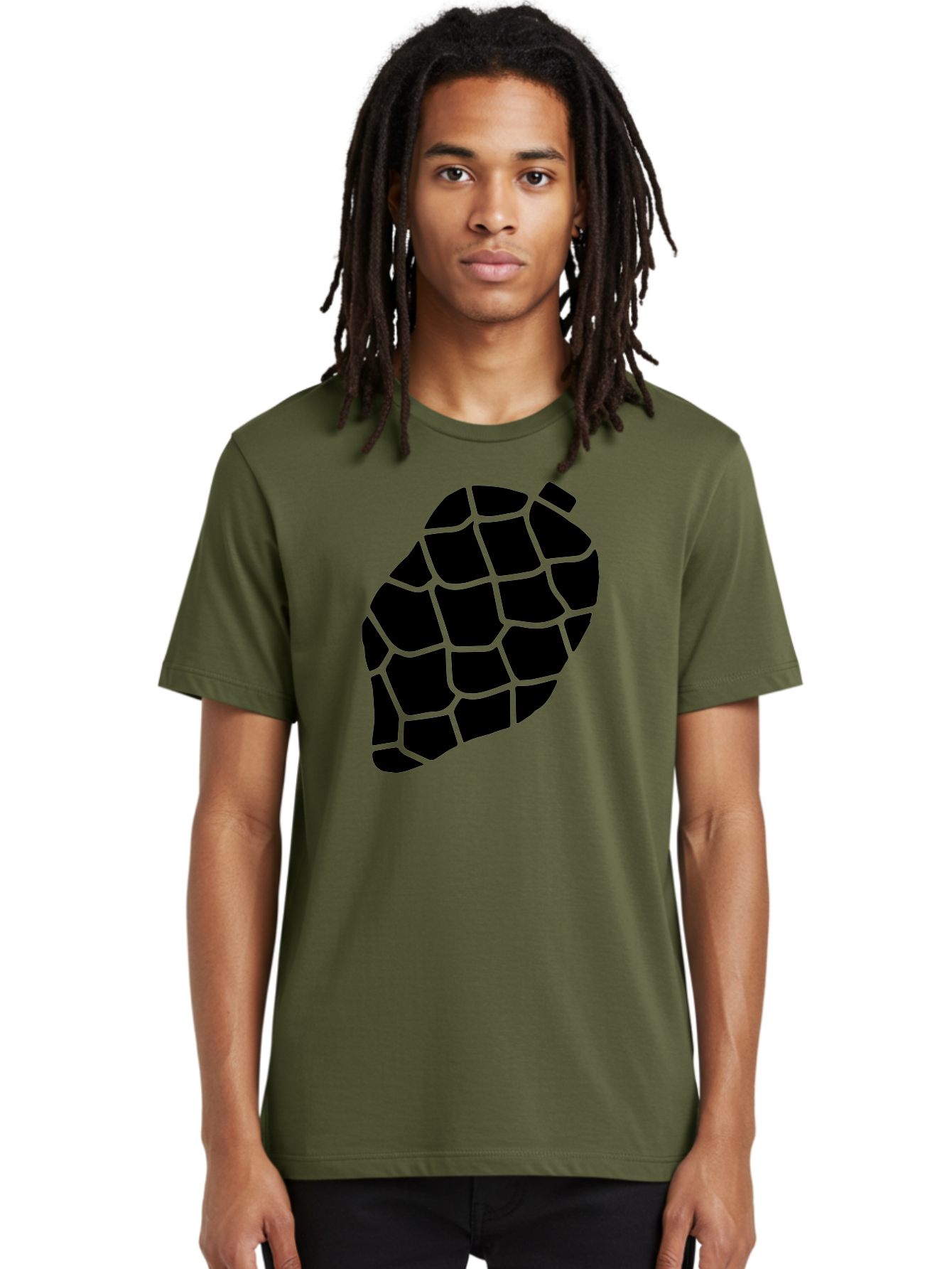 Turtle-Shell Men'S Graphic Tee, 100% Cotton, Comfortable Casual Summer Wear, Machine Washable, Turtle Shell, Black And Green, Reptile Scales, Natural Pattern, Wildlife, Animal Design, Abstract Shape - Aaa616