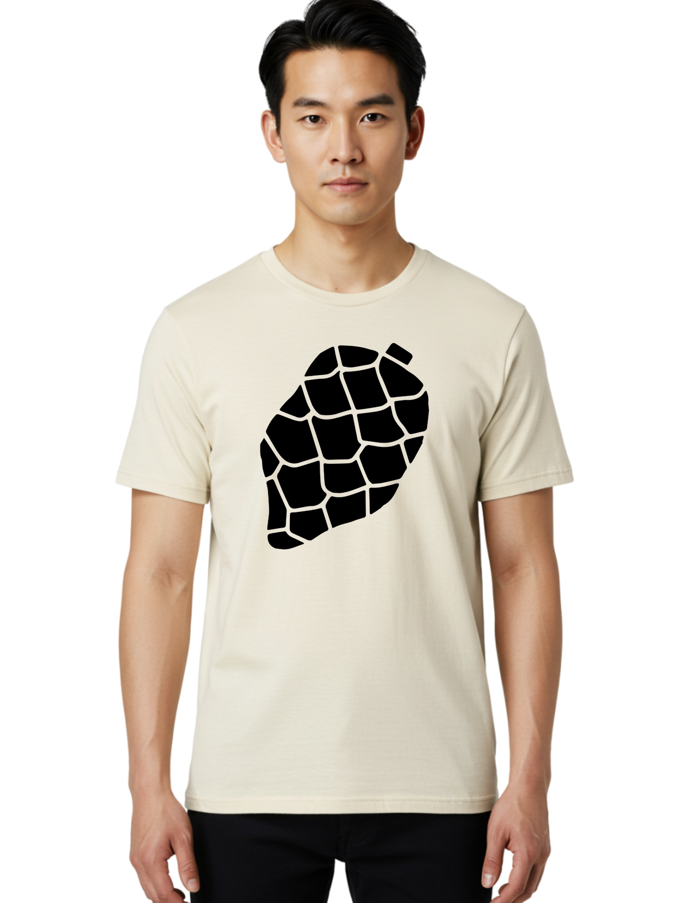 Turtle-Shell Men'S Graphic Tee, 100% Cotton, Comfortable Casual Summer Wear, Machine Washable, Turtle Shell, Black And Green, Reptile Scales, Natural Pattern, Wildlife, Animal Design, Abstract Shape - Aaa616