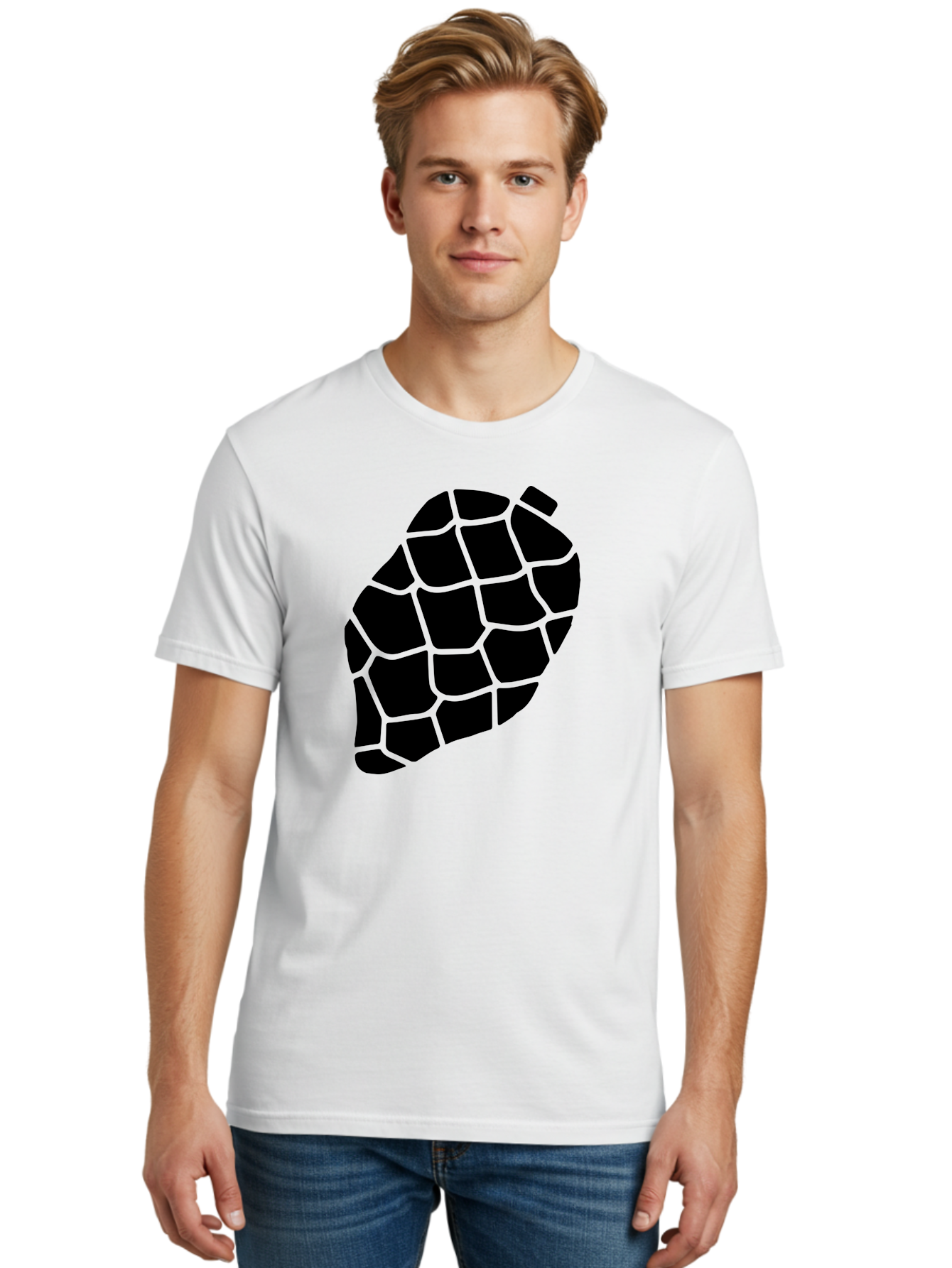 Turtle-Shell Men'S Graphic Tee, 100% Cotton, Comfortable Casual Summer Wear, Machine Washable, Turtle Shell, Black And Green, Reptile Scales, Natural Pattern, Wildlife, Animal Design, Abstract Shape - Aaa616