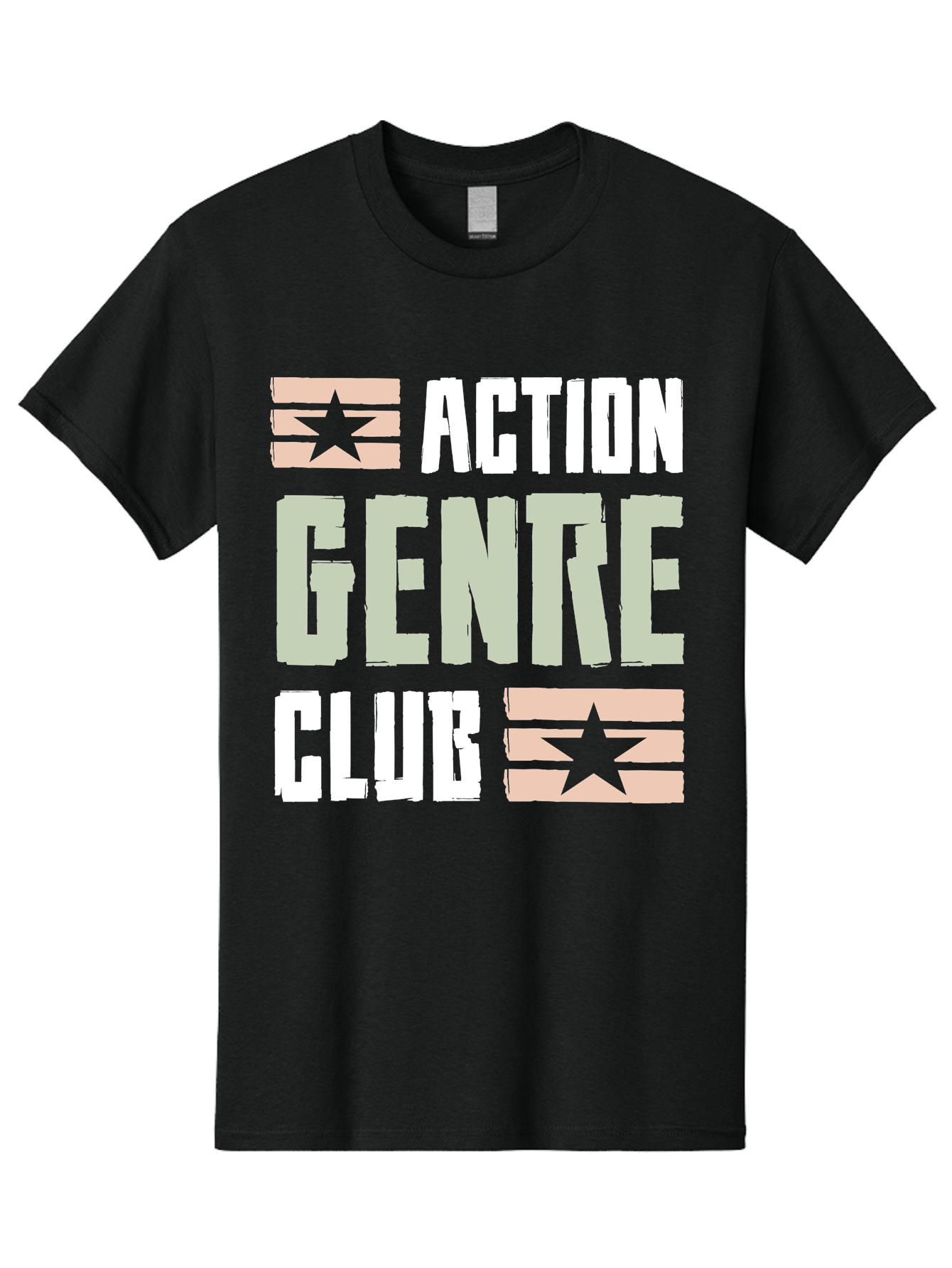 Action-Genre-Club Men'S Graphic Tee, 100% Cotton, Comfortable Casual Summer Wear, Machine Washable, Action Genre, Action Movies, Film Enthusiasts, Movie Buffs, Club Logo, Entertainment, Cinematic Experience, Adventure, Thriller, Blockbuster - Aaa619
