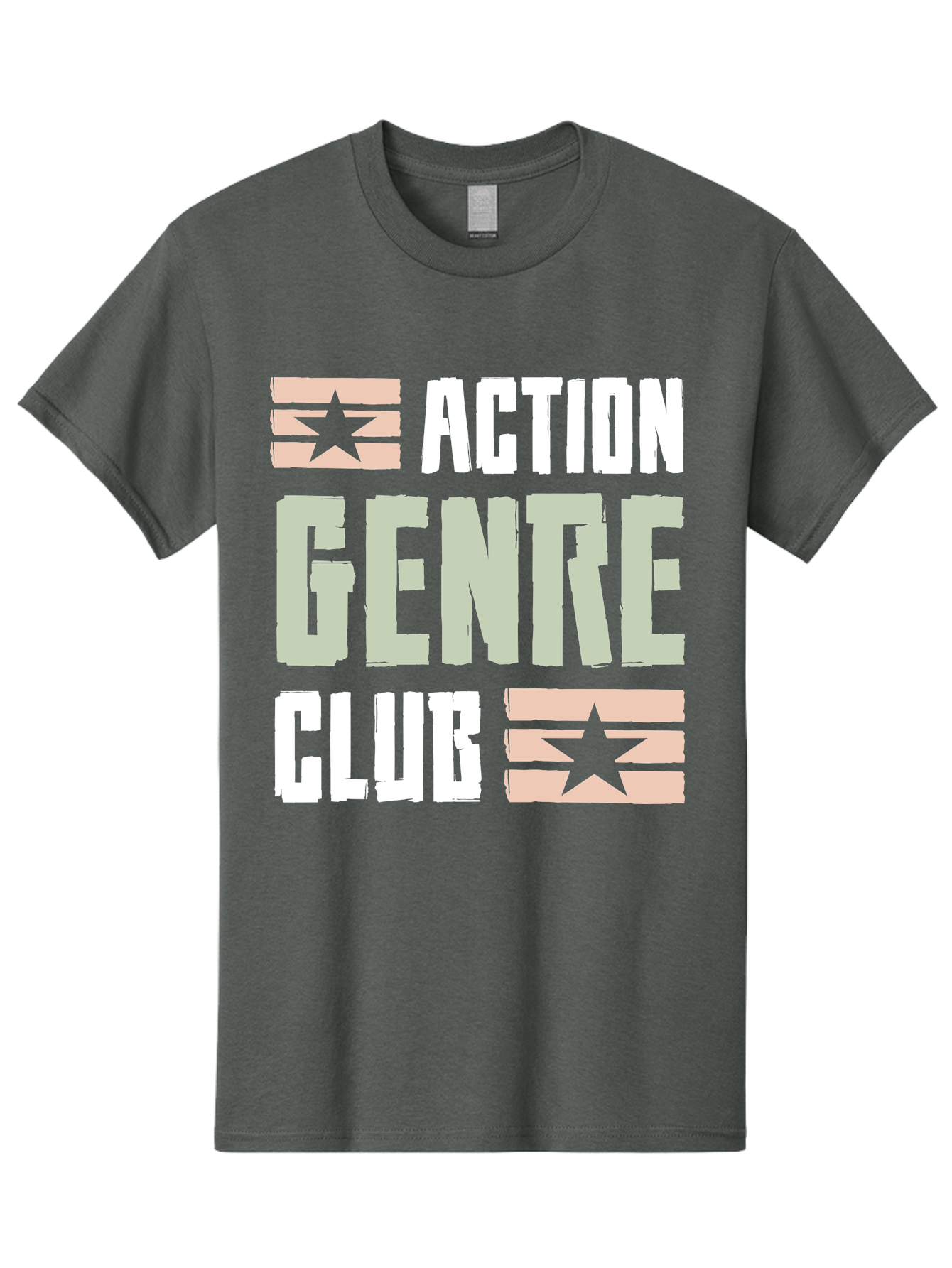 Action-Genre-Club Men'S Graphic Tee, 100% Cotton, Comfortable Casual Summer Wear, Machine Washable, Action Genre, Action Movies, Film Enthusiasts, Movie Buffs, Club Logo, Entertainment, Cinematic Experience, Adventure, Thriller, Blockbuster - Aaa619