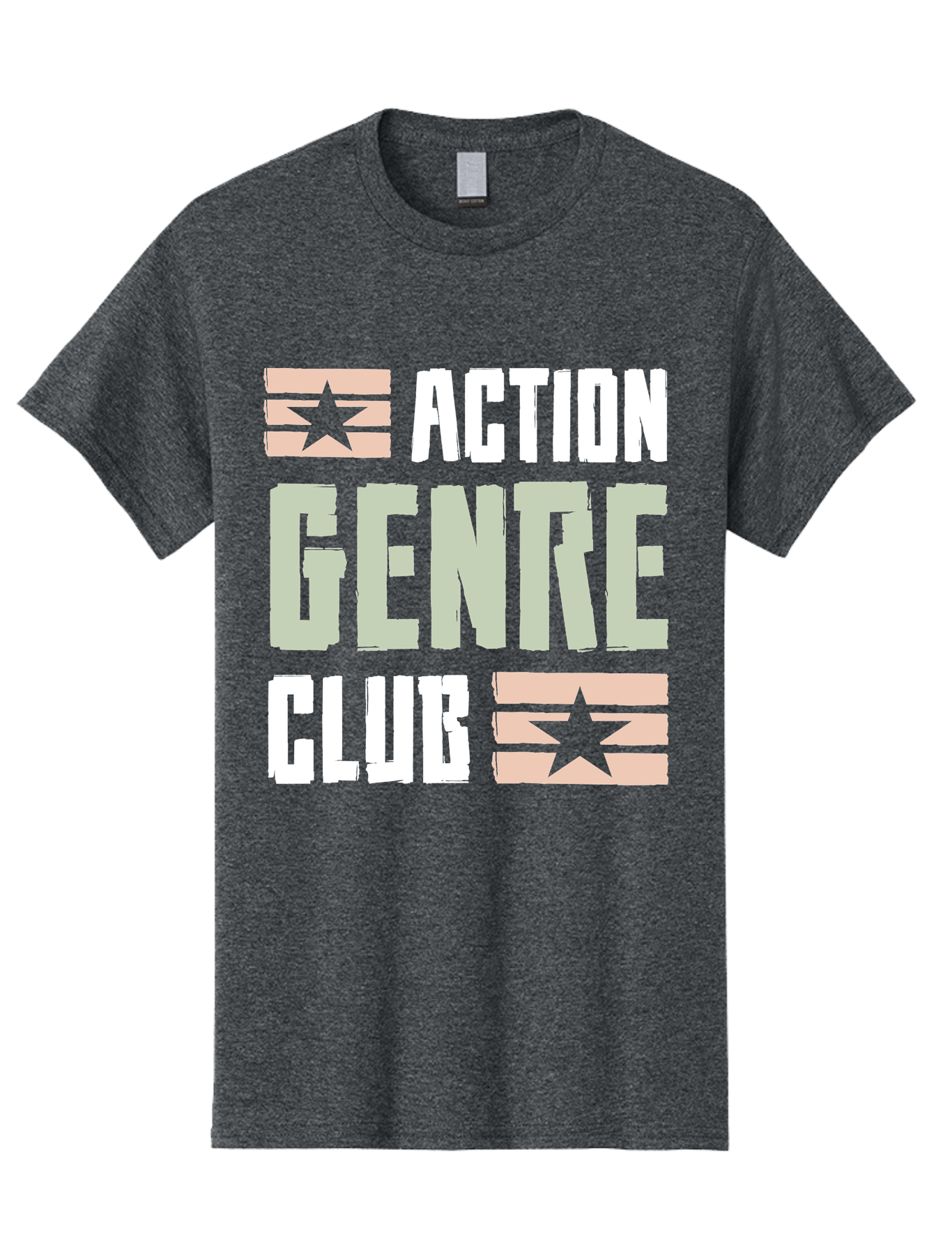 Action-Genre-Club Men'S Graphic Tee, 100% Cotton, Comfortable Casual Summer Wear, Machine Washable, Action Genre, Action Movies, Film Enthusiasts, Movie Buffs, Club Logo, Entertainment, Cinematic Experience, Adventure, Thriller, Blockbuster - Aaa619