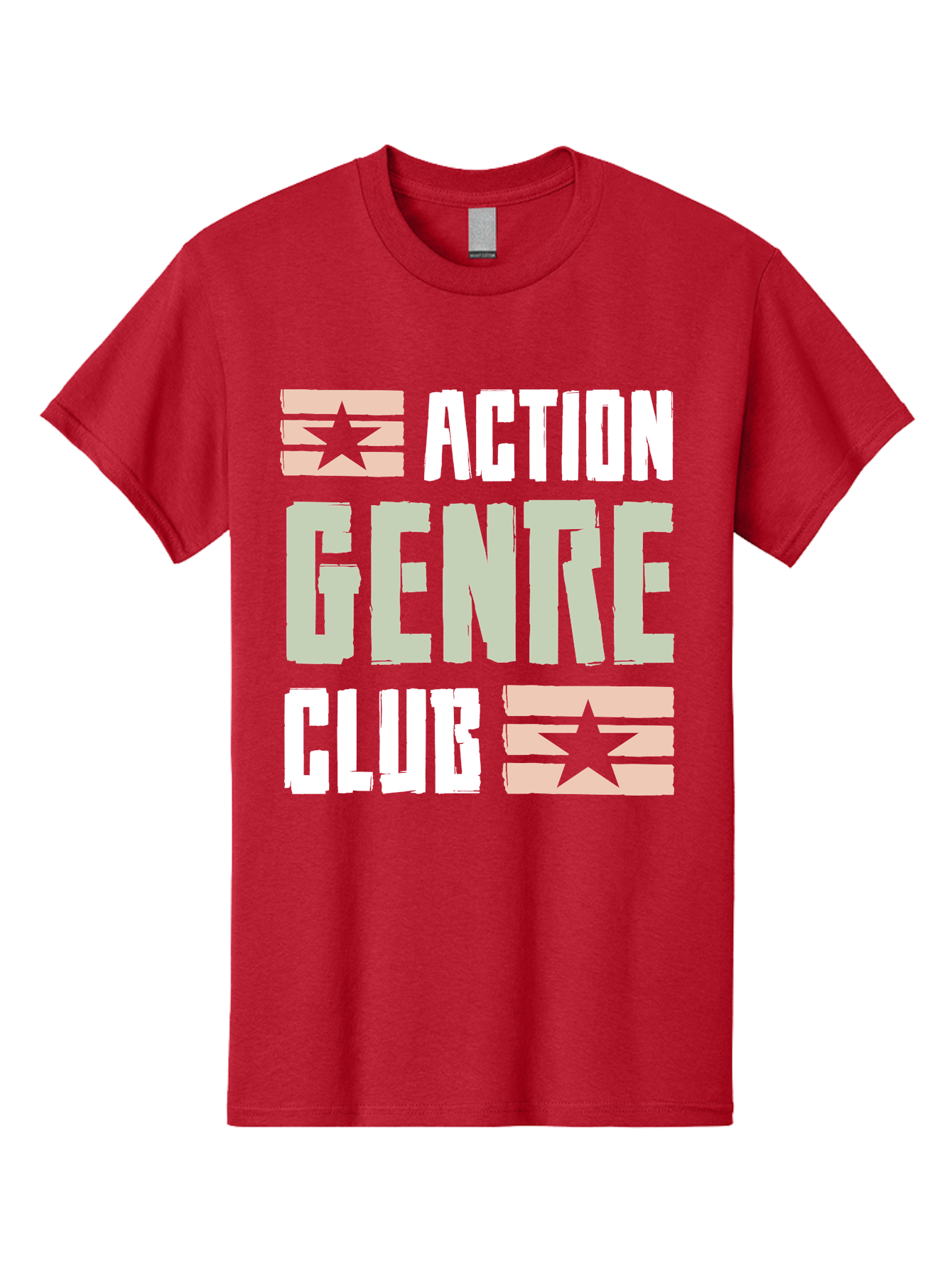 Action-Genre-Club Men'S Graphic Tee, 100% Cotton, Comfortable Casual Summer Wear, Machine Washable, Action Genre, Action Movies, Film Enthusiasts, Movie Buffs, Club Logo, Entertainment, Cinematic Experience, Adventure, Thriller, Blockbuster - Aaa619