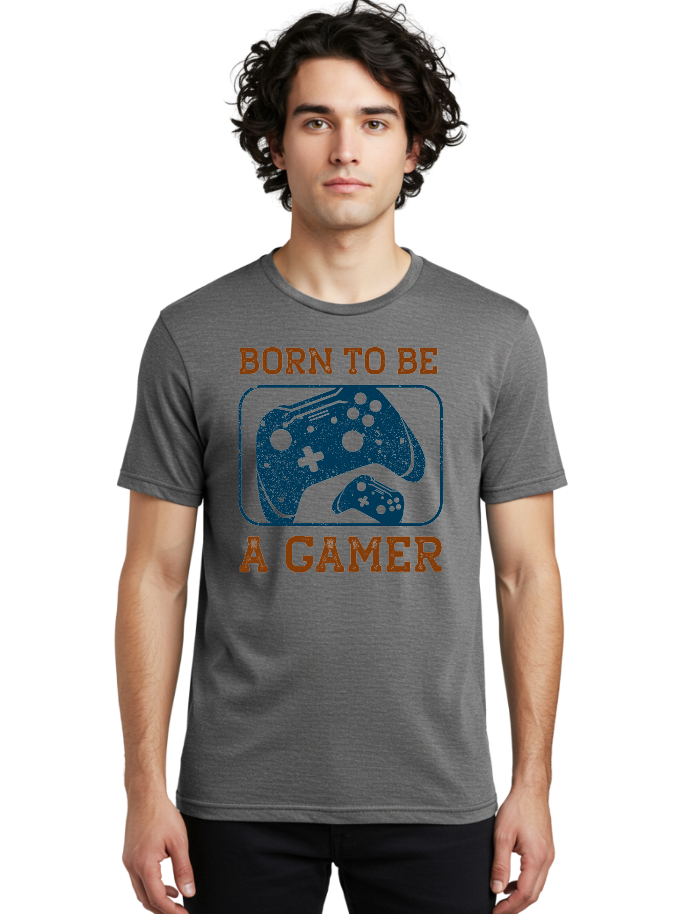 Born-To-Be-A-Gamer Men'S Graphic Tee, 100% Cotton, Comfortable Casual Summer Wear, Machine Washable, Gaming Controller, Born To Be A Gamer, Video Game Accessories, Gamer Lifestyle, Gaming Culture, Gaming Passion, Game Console - Aaa621