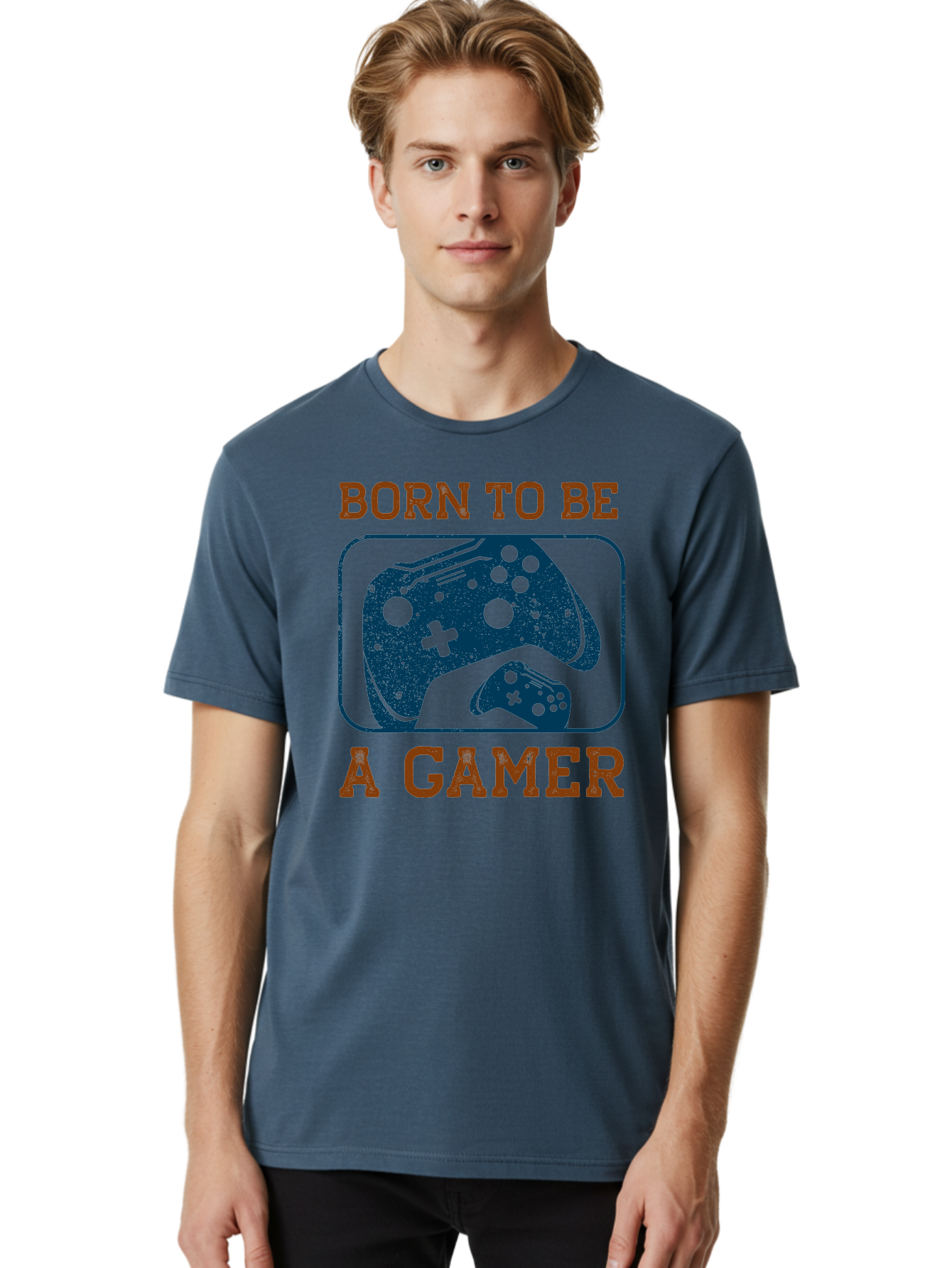 Born-To-Be-A-Gamer Men'S Graphic Tee, 100% Cotton, Comfortable Casual Summer Wear, Machine Washable, Gaming Controller, Born To Be A Gamer, Video Game Accessories, Gamer Lifestyle, Gaming Culture, Gaming Passion, Game Console - Aaa621