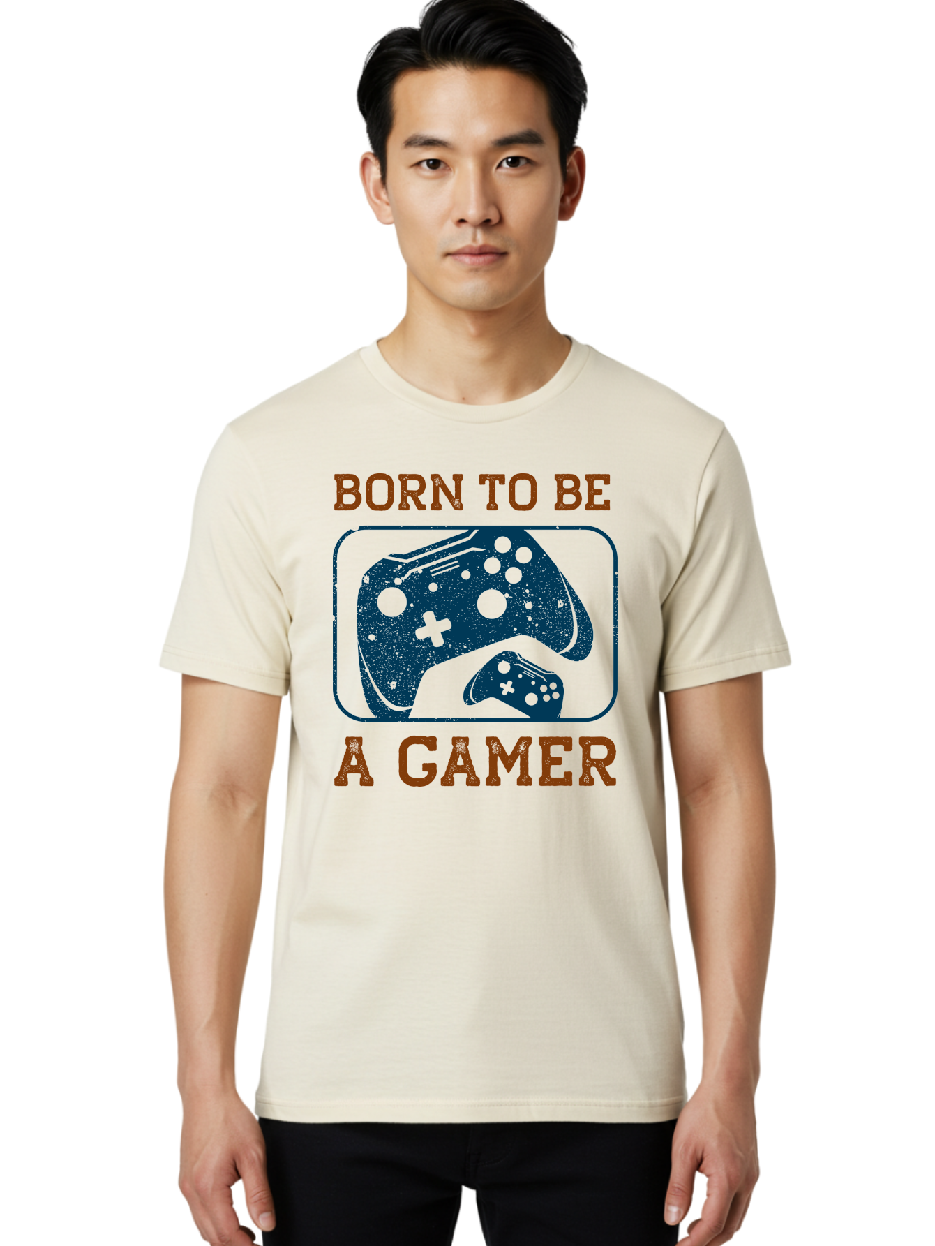 Born-To-Be-A-Gamer Men'S Graphic Tee, 100% Cotton, Comfortable Casual Summer Wear, Machine Washable, Gaming Controller, Born To Be A Gamer, Video Game Accessories, Gamer Lifestyle, Gaming Culture, Gaming Passion, Game Console - Aaa621