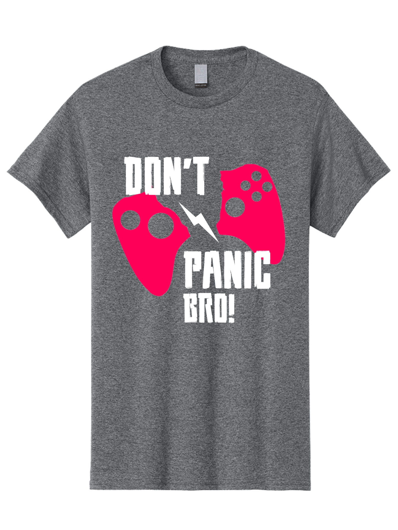 Don-T-Panic-Bro Men'S Graphic Tee, 100% Cotton, Comfortable Casual Summer Wear, Machine Washable, Gaming, Game Controllers, Broken Controller, Don'T Panic, Panic, Bro, Funny Quote, Humorous Meme, Gaming Humor, Gaming Frustration - Aaa624