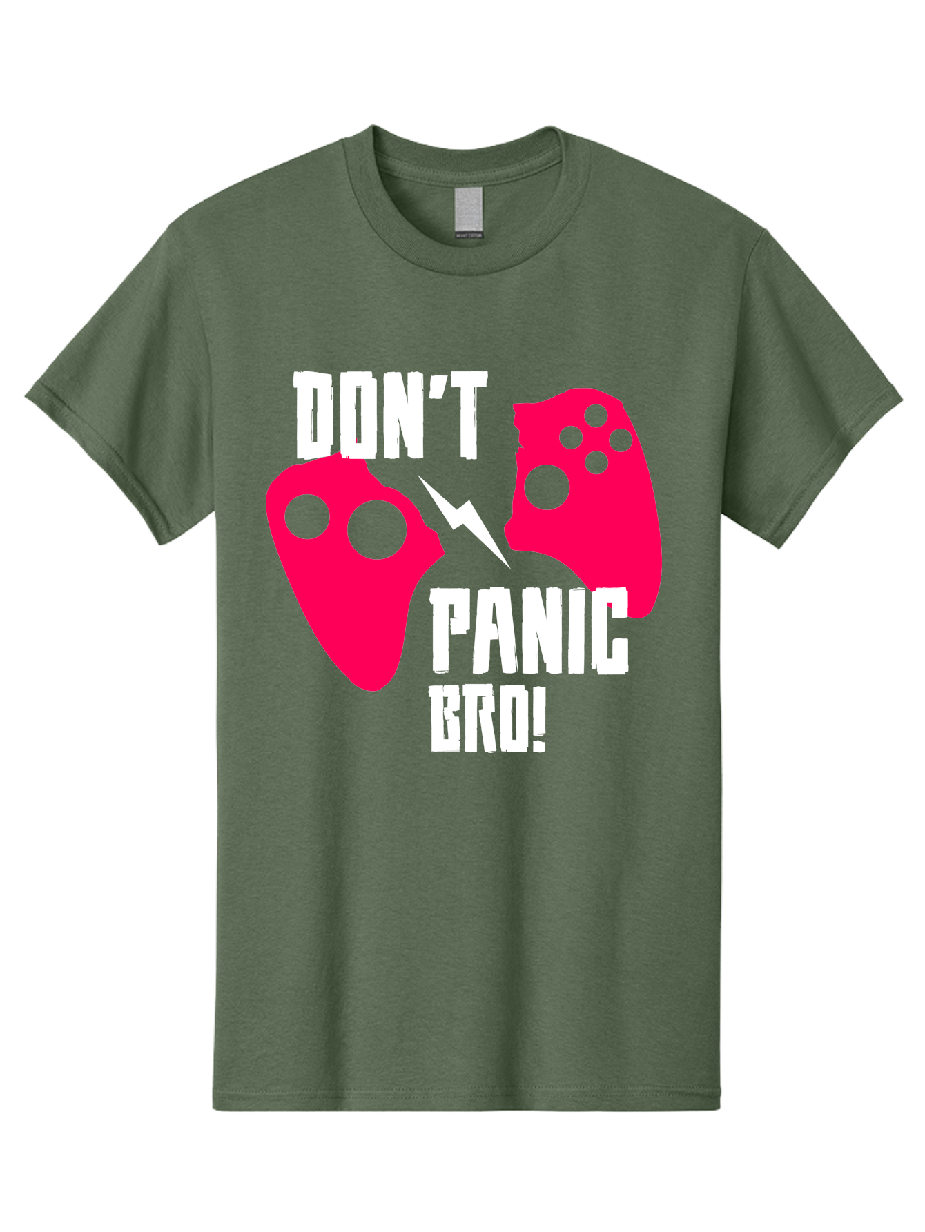 Don-T-Panic-Bro Men'S Graphic Tee, 100% Cotton, Comfortable Casual Summer Wear, Machine Washable, Gaming, Game Controllers, Broken Controller, Don'T Panic, Panic, Bro, Funny Quote, Humorous Meme, Gaming Humor, Gaming Frustration - Aaa624