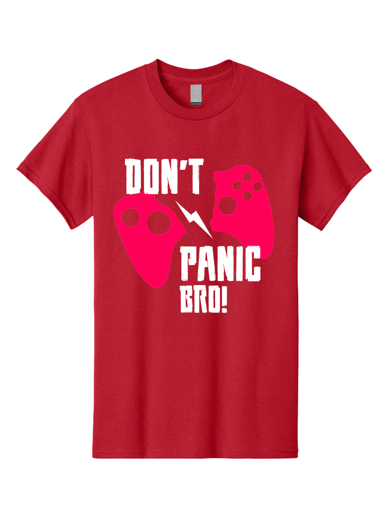 Don-T-Panic-Bro Men'S Graphic Tee, 100% Cotton, Comfortable Casual Summer Wear, Machine Washable, Gaming, Game Controllers, Broken Controller, Don'T Panic, Panic, Bro, Funny Quote, Humorous Meme, Gaming Humor, Gaming Frustration - Aaa624