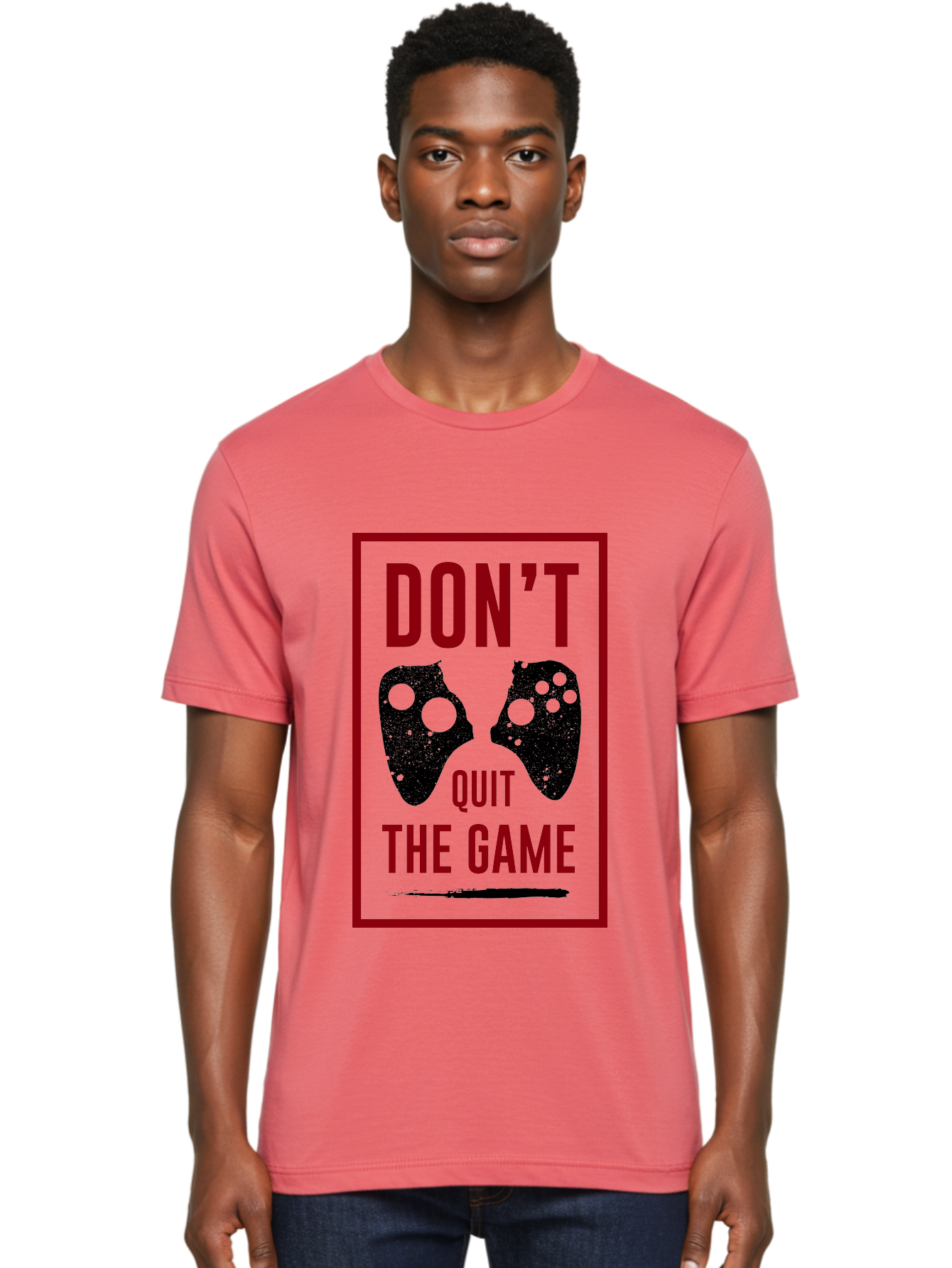 Don-T-Quit-The-Game Men'S Graphic Tee, 100% Cotton, Comfortable Casual Summer Wear, Machine Washable, Gaming Motivational Quote, Don'T Quit The Game, Gaming Controllers, Perseverance, Motivation, Gamers, Inspirational Quotes, Video Game - Aaa625