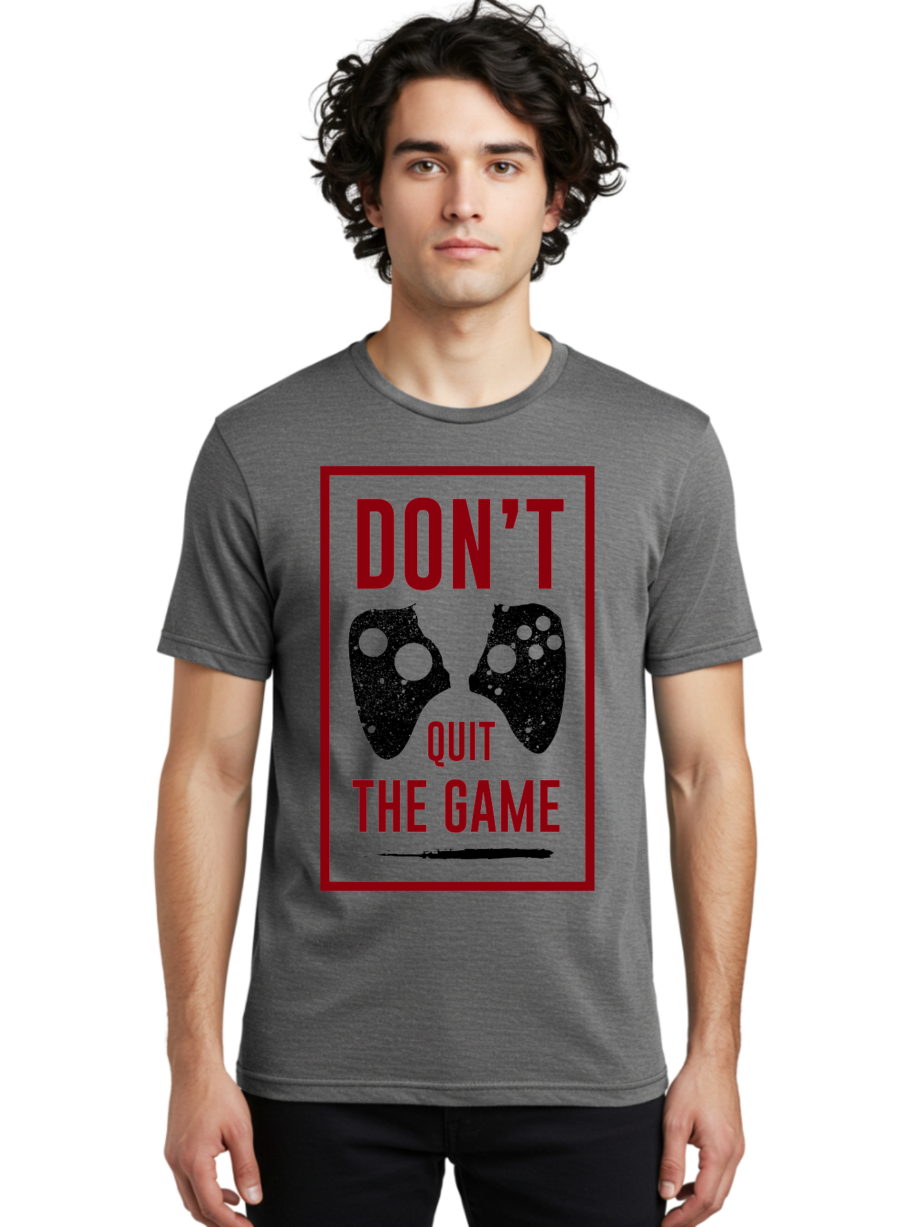 Don-T-Quit-The-Game Men'S Graphic Tee, 100% Cotton, Comfortable Casual Summer Wear, Machine Washable, Gaming Motivational Quote, Don'T Quit The Game, Gaming Controllers, Perseverance, Motivation, Gamers, Inspirational Quotes, Video Game - Aaa625