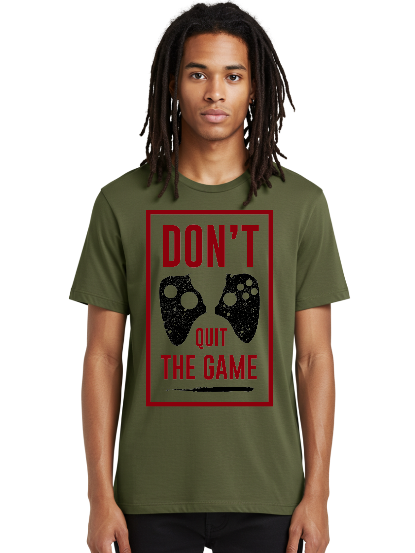 Don-T-Quit-The-Game Men'S Graphic Tee, 100% Cotton, Comfortable Casual Summer Wear, Machine Washable, Gaming Motivational Quote, Don'T Quit The Game, Gaming Controllers, Perseverance, Motivation, Gamers, Inspirational Quotes, Video Game - Aaa625