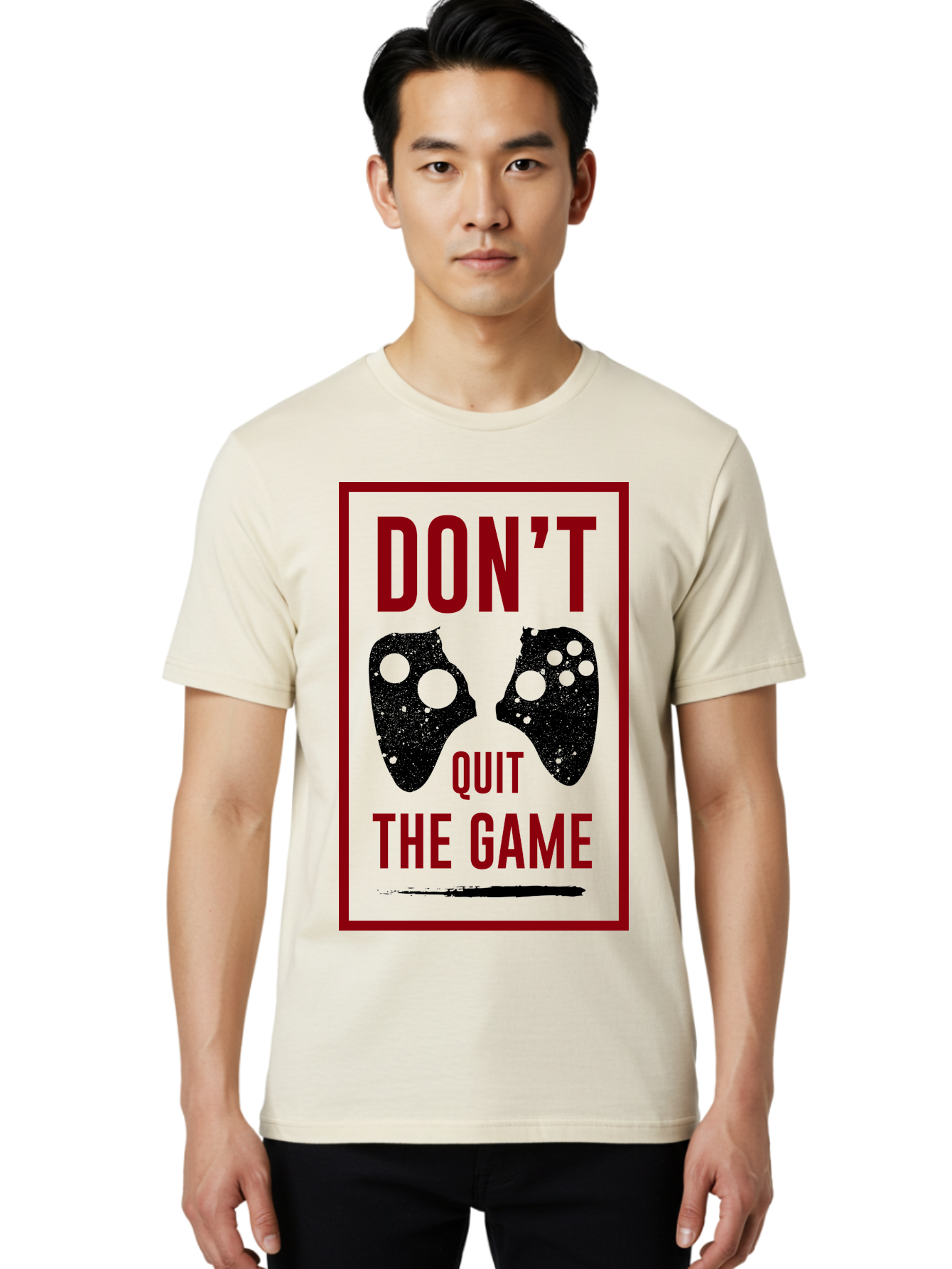 Don-T-Quit-The-Game Men'S Graphic Tee, 100% Cotton, Comfortable Casual Summer Wear, Machine Washable, Gaming Motivational Quote, Don'T Quit The Game, Gaming Controllers, Perseverance, Motivation, Gamers, Inspirational Quotes, Video Game - Aaa625