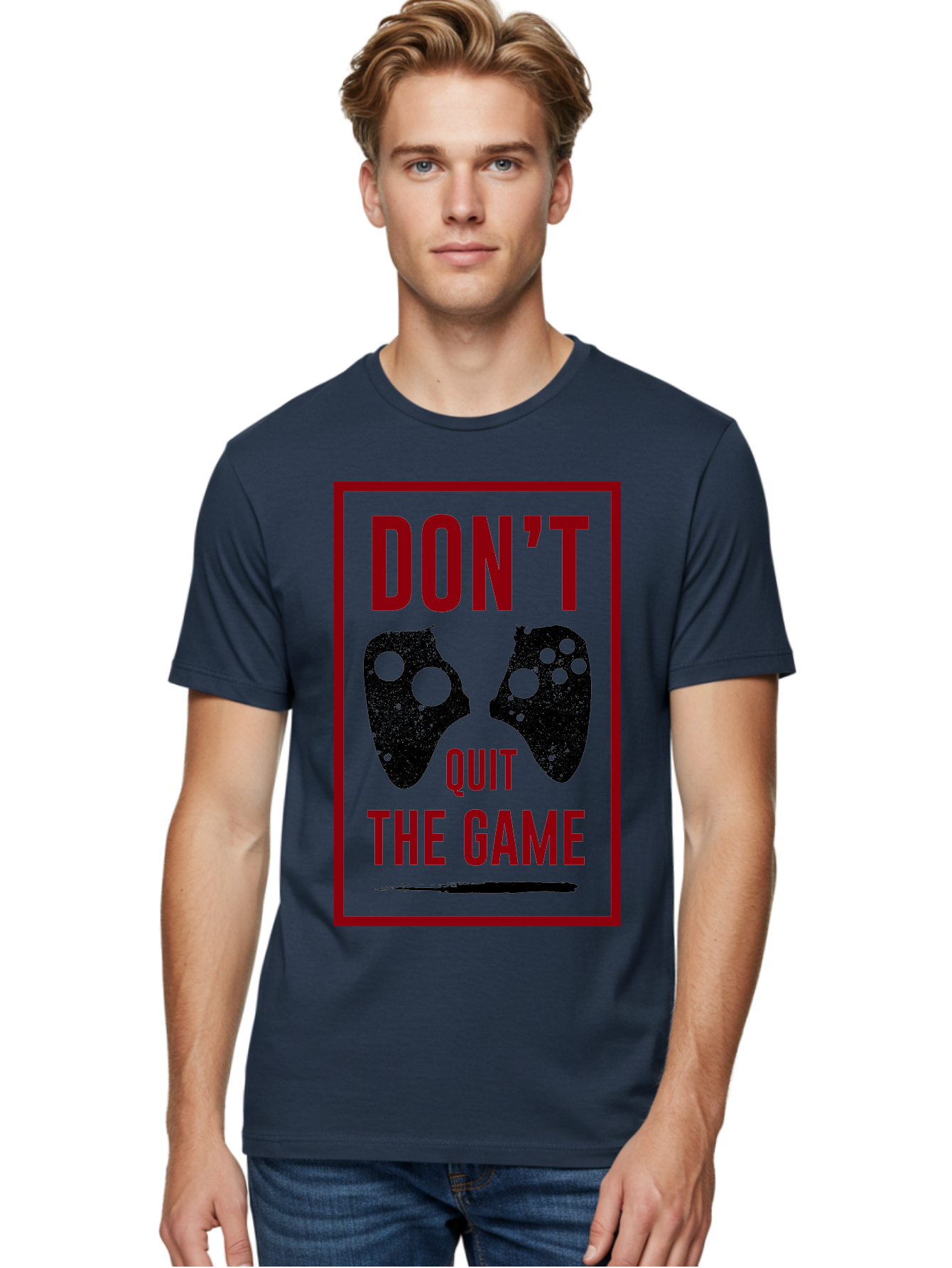 Don-T-Quit-The-Game Men'S Graphic Tee, 100% Cotton, Comfortable Casual Summer Wear, Machine Washable, Gaming Motivational Quote, Don'T Quit The Game, Gaming Controllers, Perseverance, Motivation, Gamers, Inspirational Quotes, Video Game - Aaa625