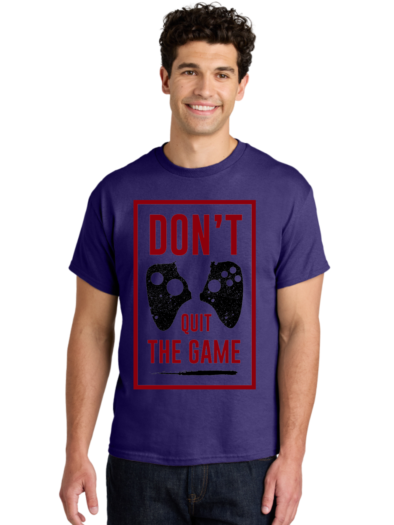 Don-T-Quit-The-Game Men'S Graphic Tee, 100% Cotton, Comfortable Casual Summer Wear, Machine Washable, Gaming Motivational Quote, Don'T Quit The Game, Gaming Controllers, Perseverance, Motivation, Gamers, Inspirational Quotes, Video Game - Aaa625